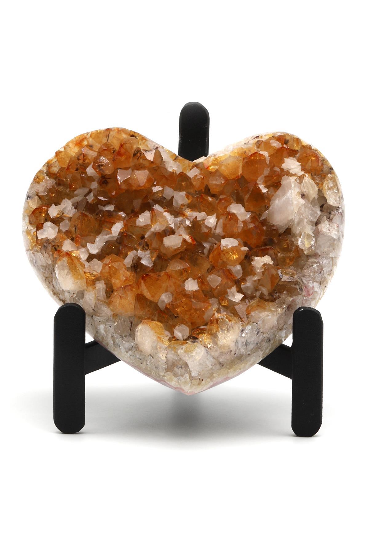 Sitrin Doğal Taş Standlı Kalp