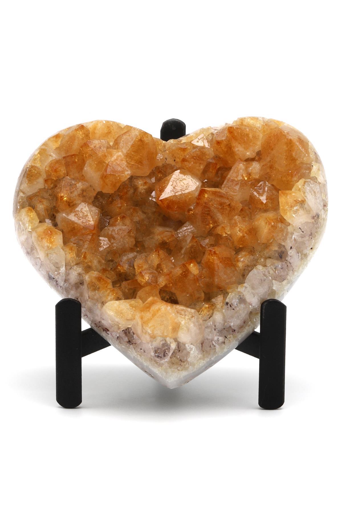 Sitrin Doğal Taş Standlı Kalp