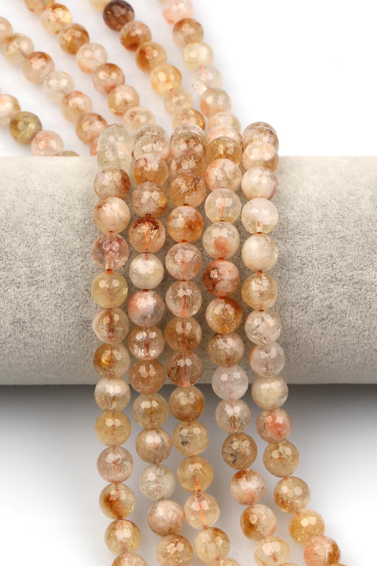 Sitrin Doğaltaş Dizi 8 mm Fasetli Küre Kesim