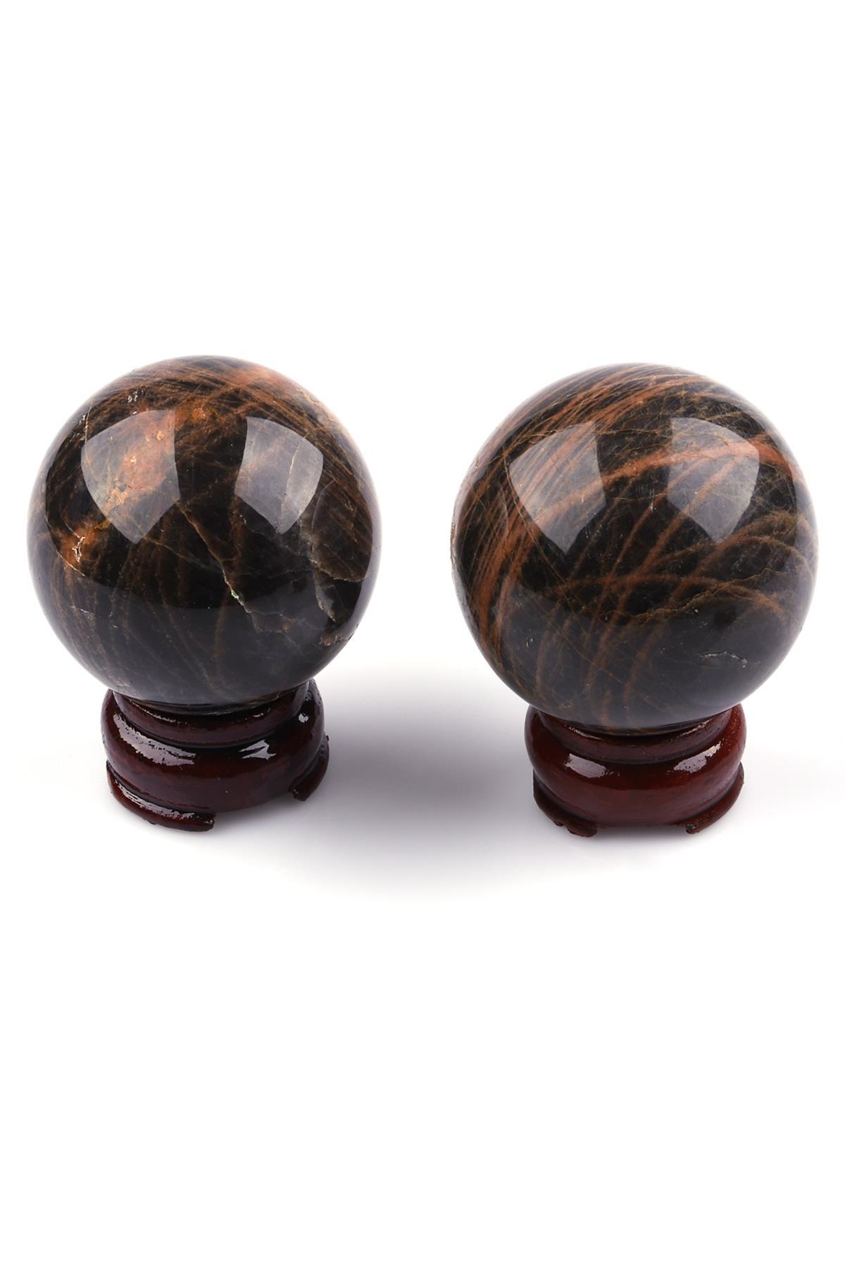 Siyah Ay Taşı Doğal Taş Küre