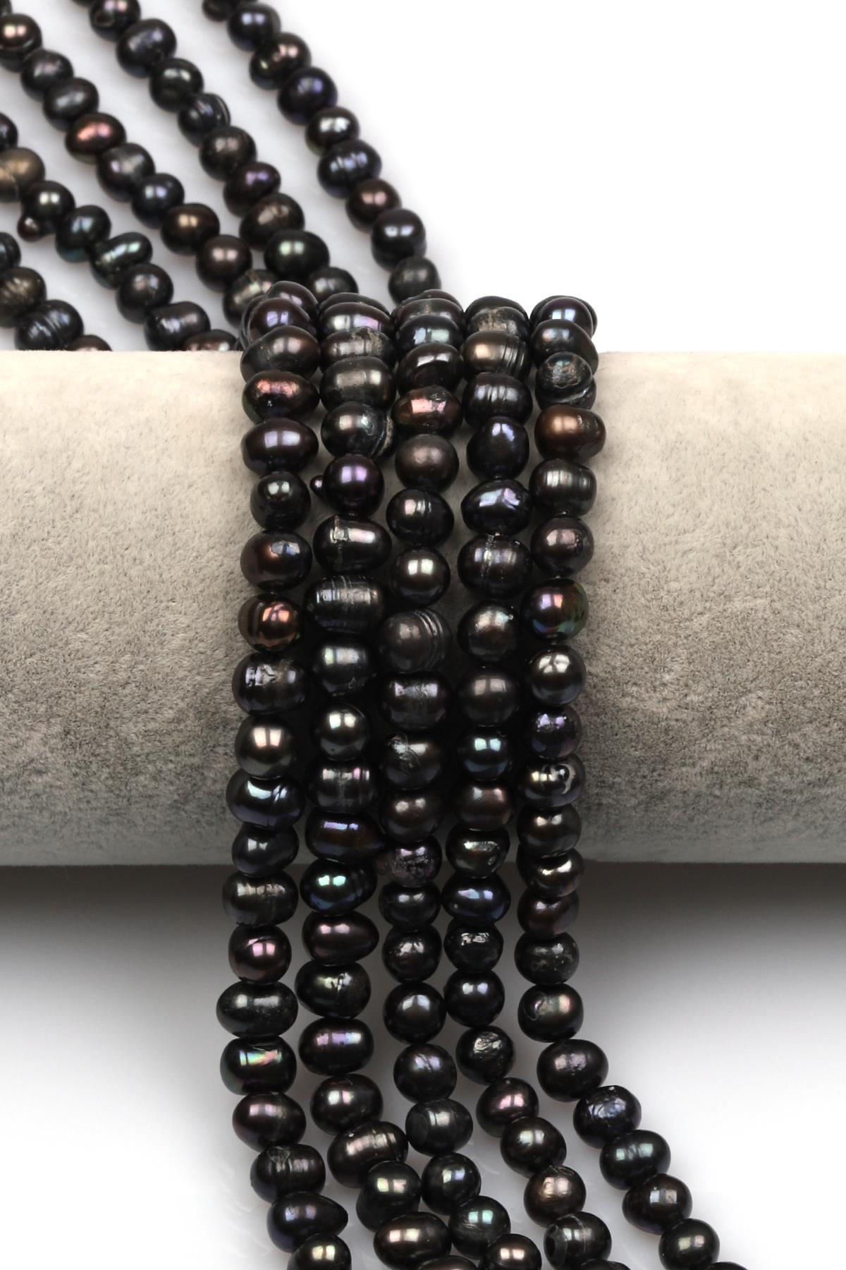 Siyah İnci Doğal Taş Dizi 6 mm Şekilsiz Kesim