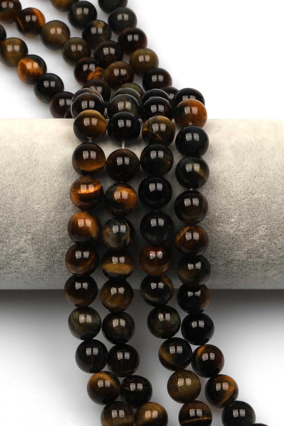 Siyah Kaplan Gözü Doğal Taş Dizi 10 mm Küre Kesim