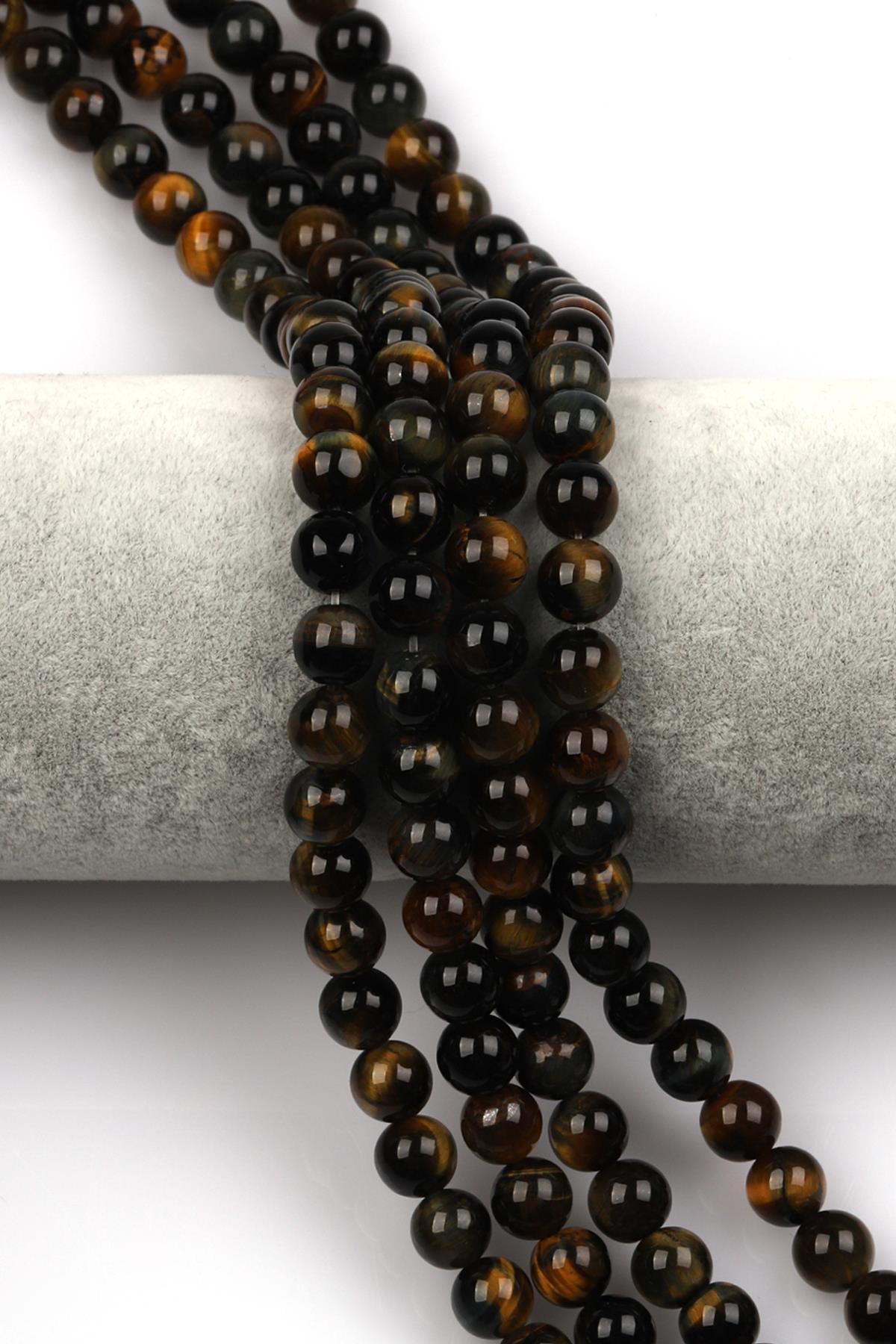 Siyah Kaplan Gözü Doğal Taş Dizi 8 mm Küre Kesim