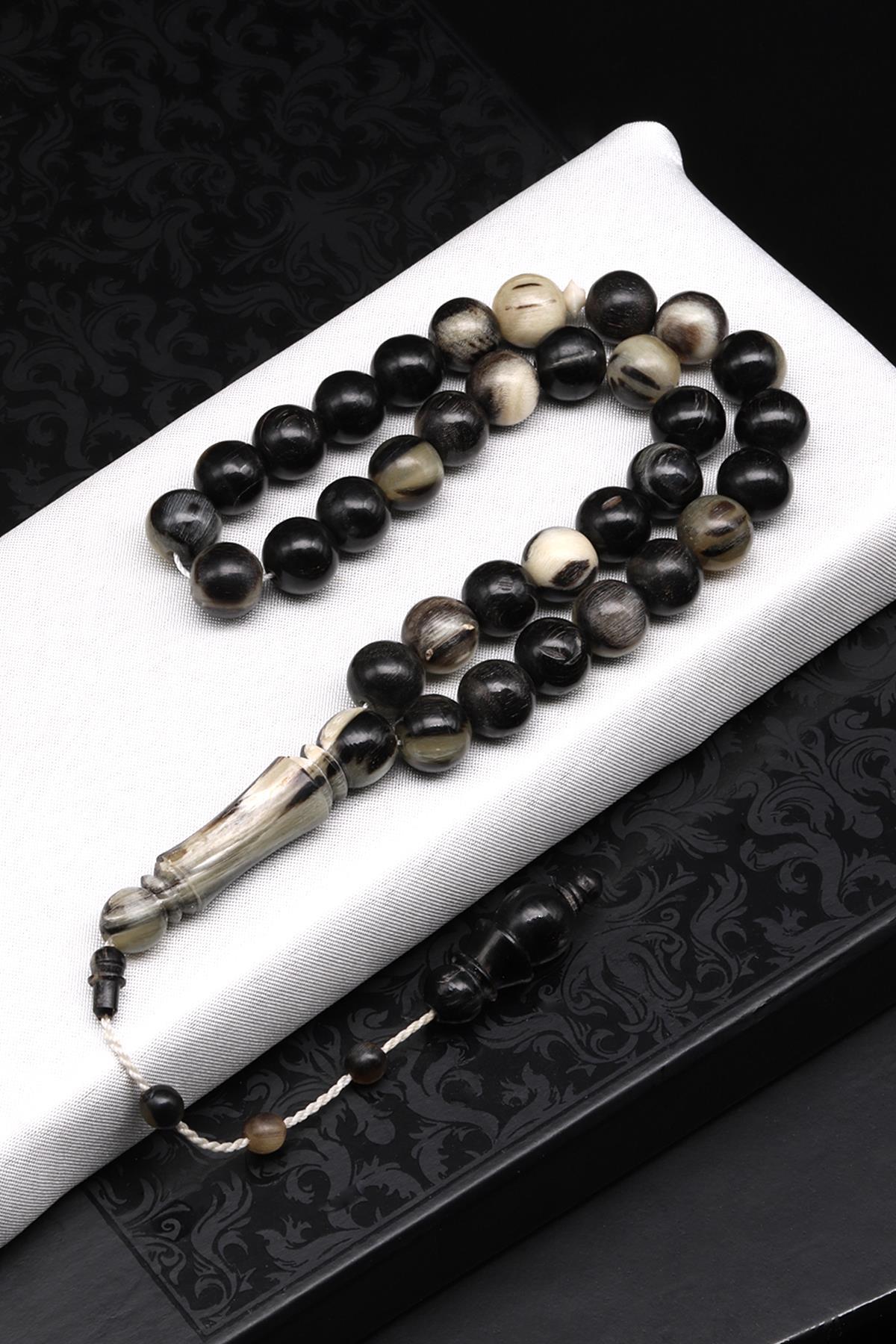 Siyah Koç Boynuzu Tesbih 10 mm Küre Kesim