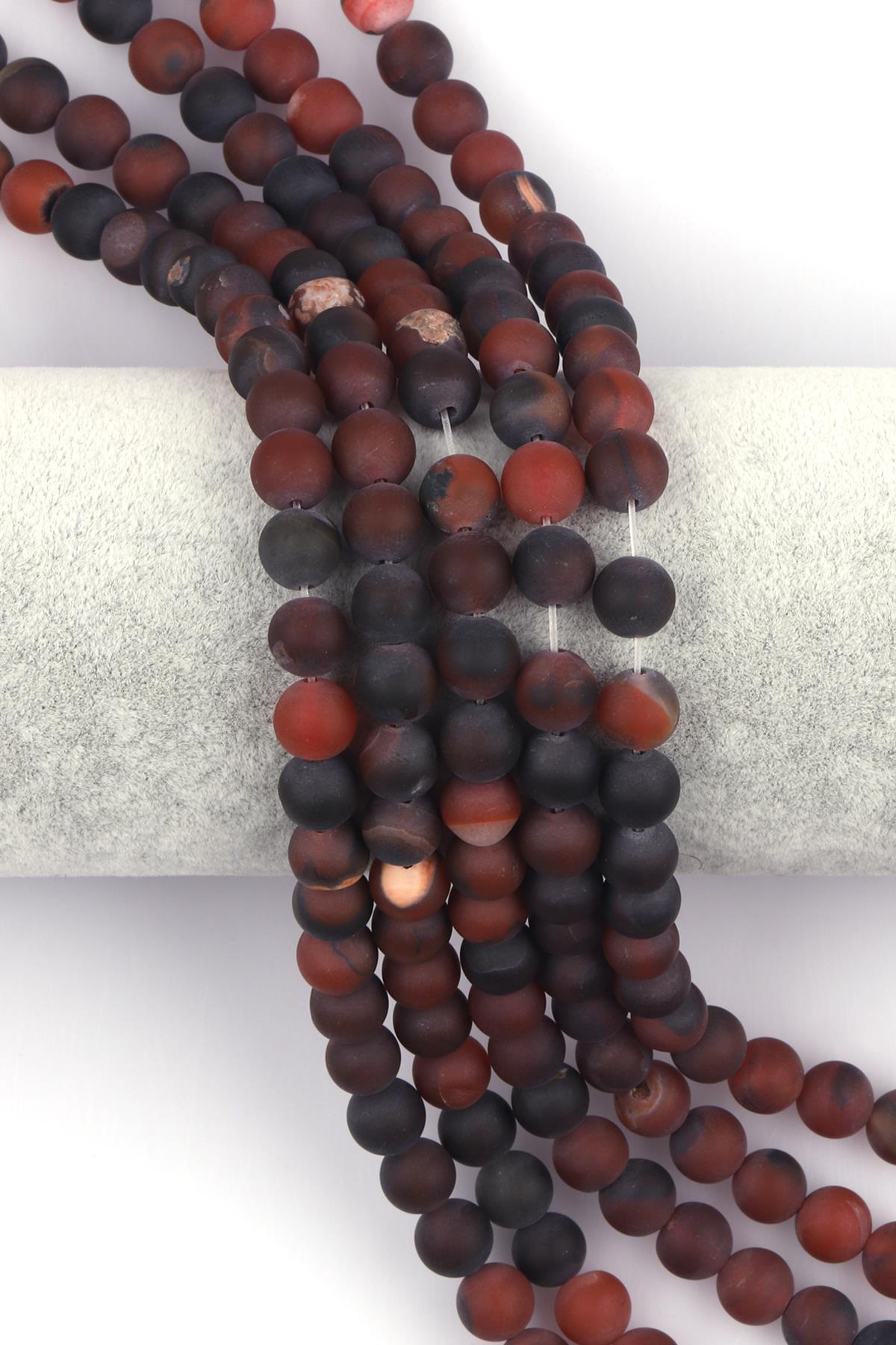 Siyah Mat Akik Doğal Taş Dizi 8 mm Küre Kesim