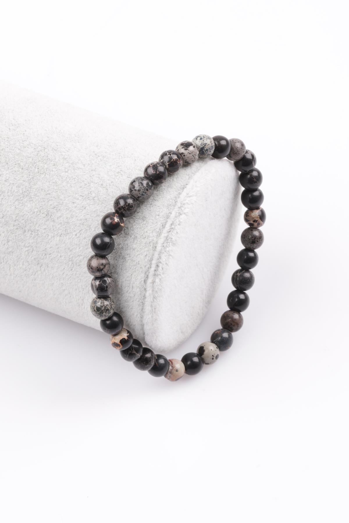 Siyah Varisit Doğal Taş Bileklik 6 mm Küre Kesim