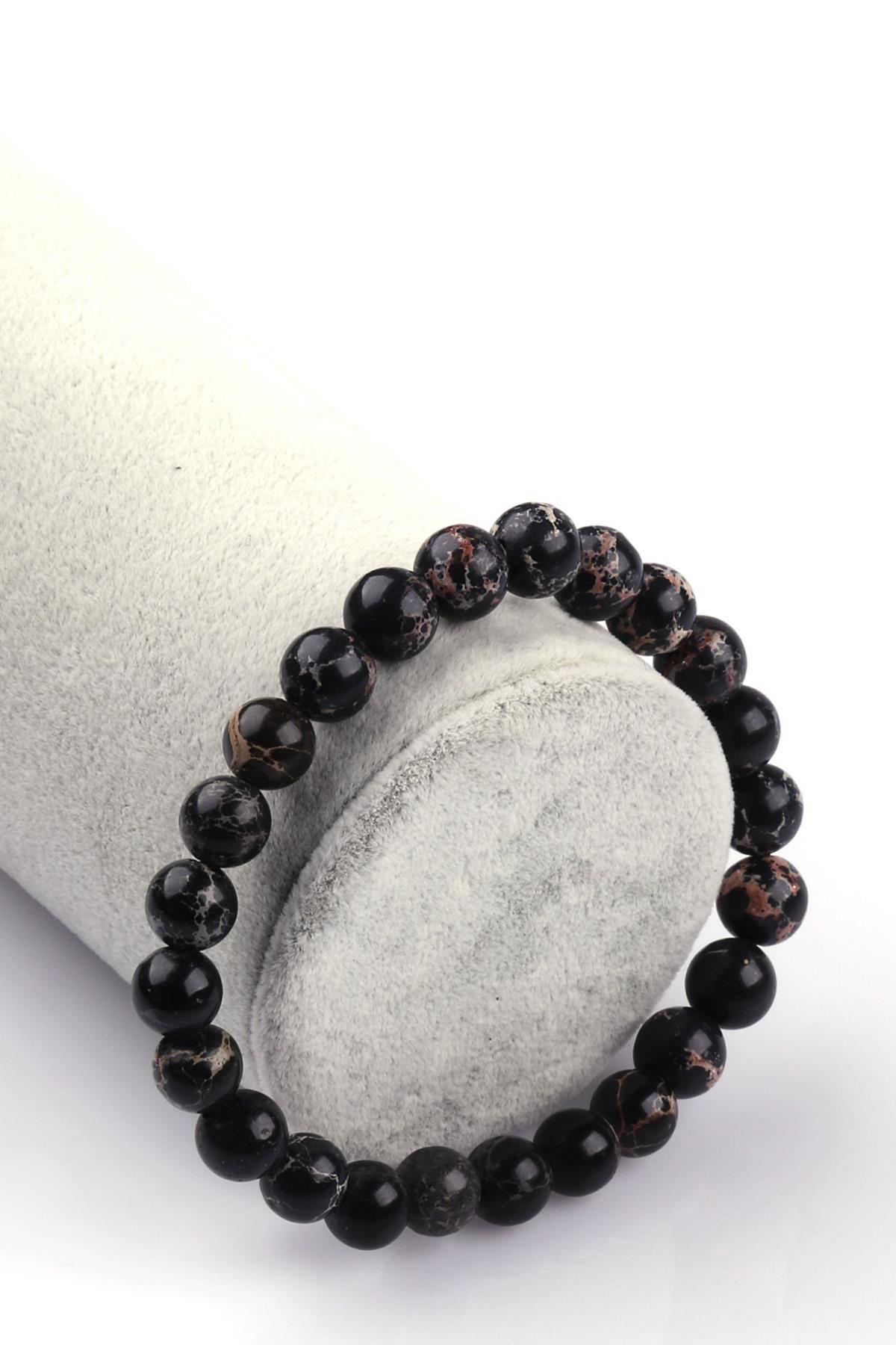 Siyah Varisit Doğal Taş Bileklik 8mm Küre Kesim