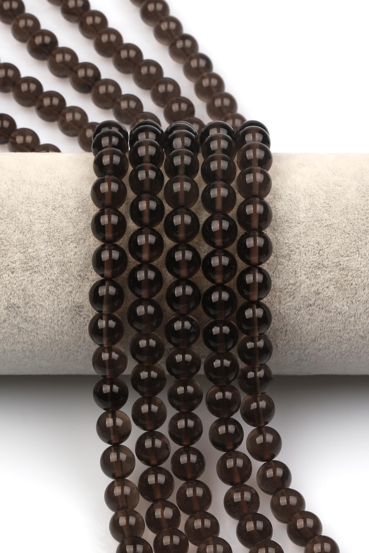 Smoky Obsidyen Doğaltaş Dizi 8 mm Küre Kesim