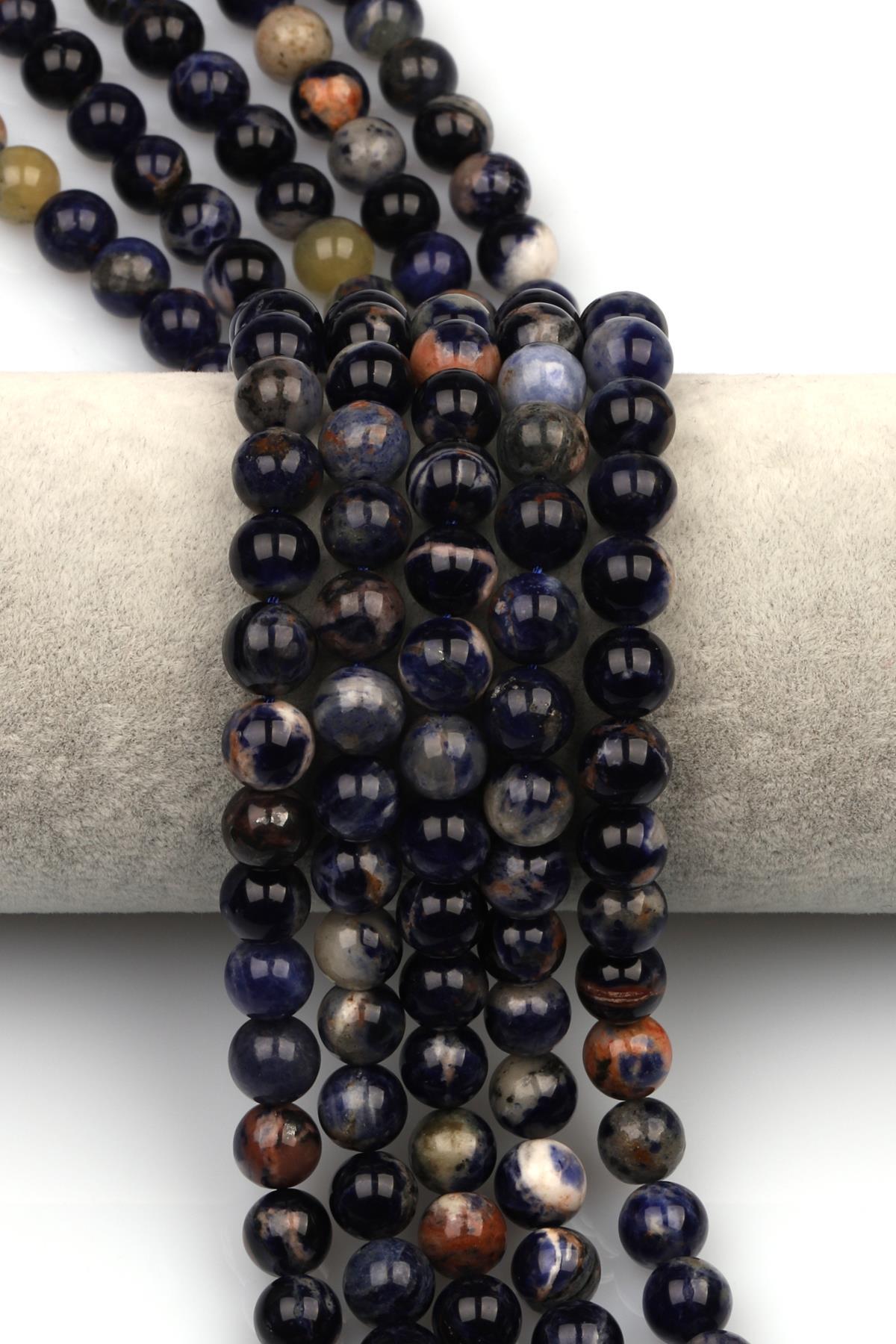 Sodalit (A Kalite) Doğal Taş Dizi 8 mm Küre Kesim