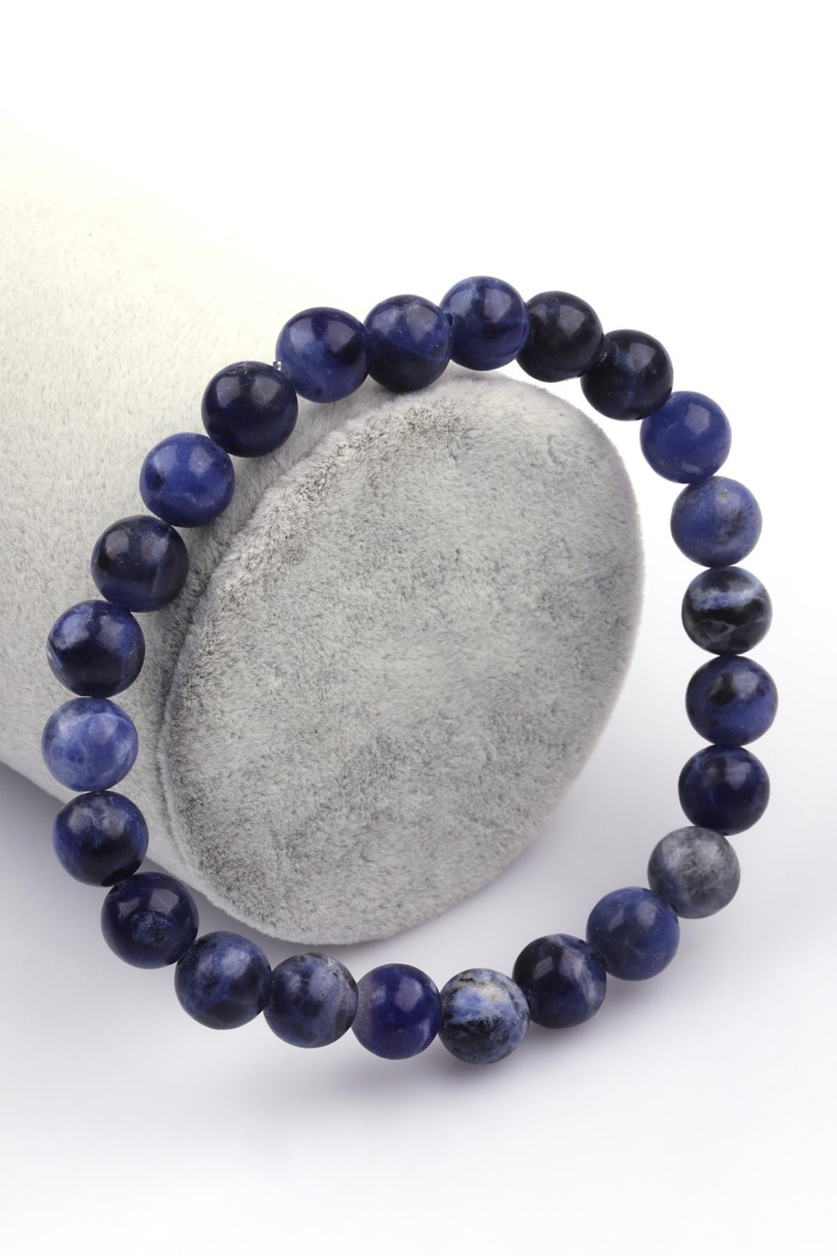 Sodalit Doğal Taş 8 mm Küre Kesim Bileklik