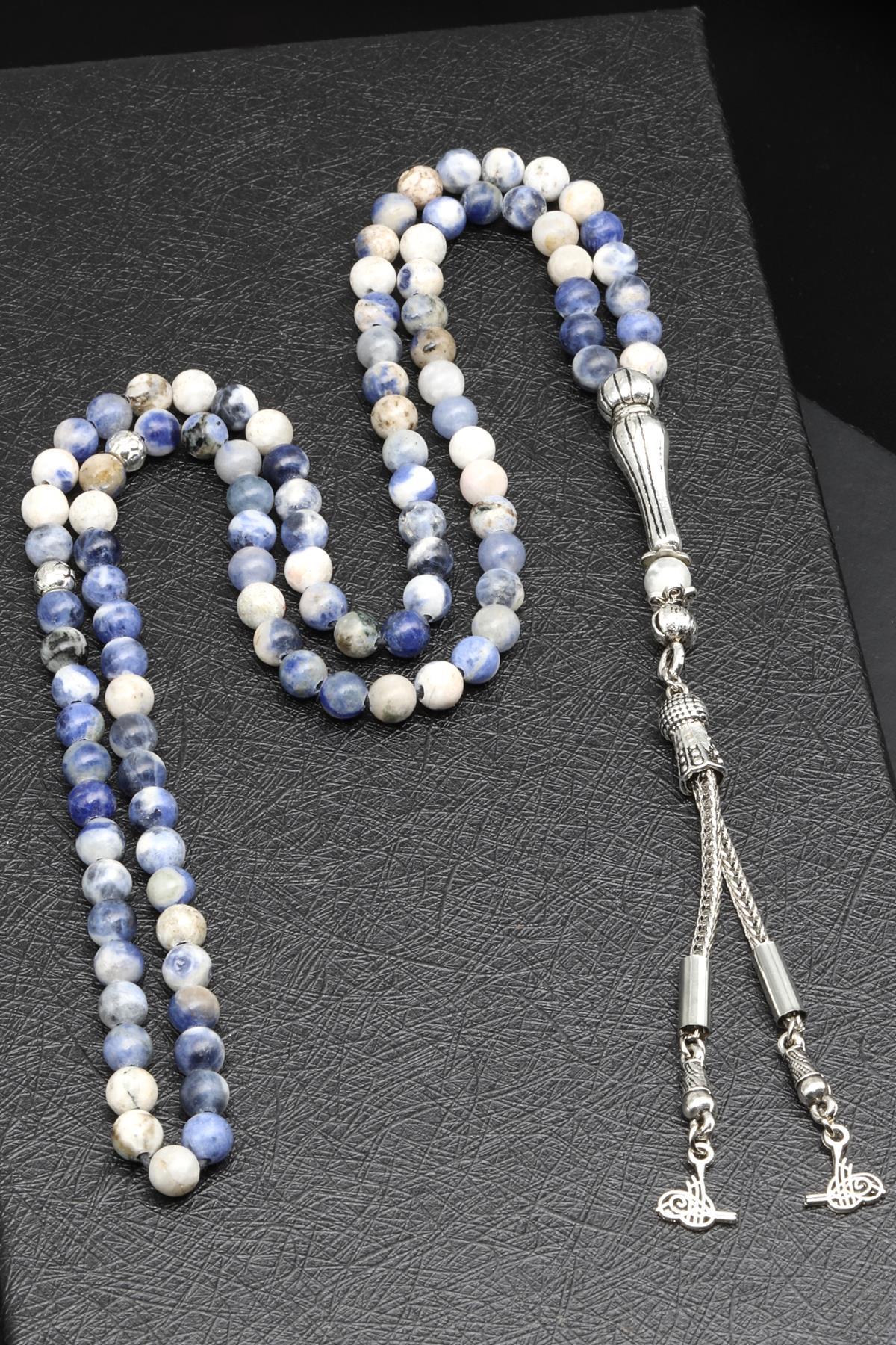 Sodalit Doğal Taş 99'Lu Tesbih 6 mm Küre Kesim