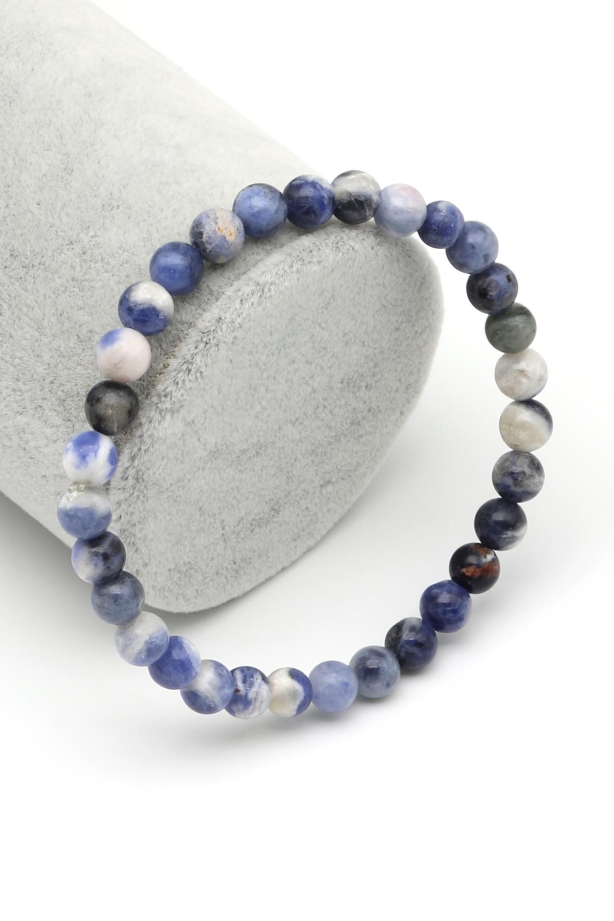 Sodalit Doğal Taş Bileklik 6 mm Küre Kesim