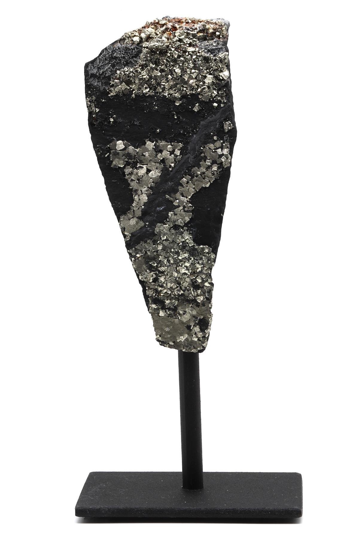 Şungit-Pirit Doğal Taş Standlı Ham Parça