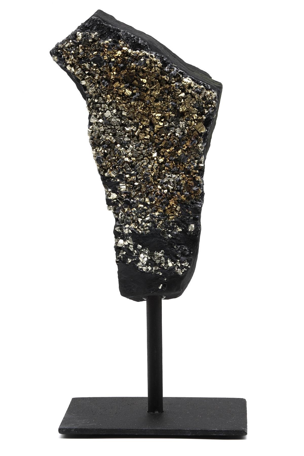 Şungit-Pirit Doğal Taş Standlı Ham Parça