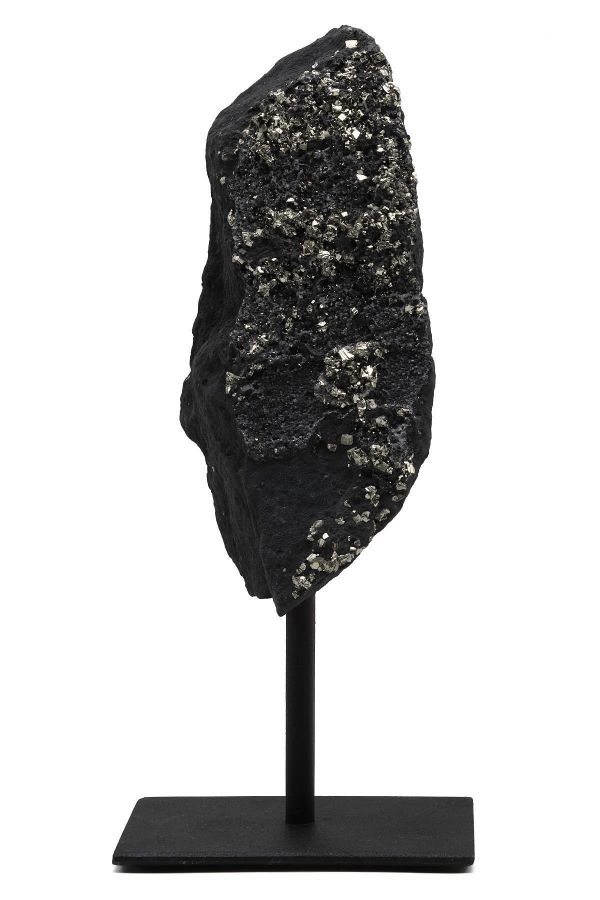 Şungit-Pirit Doğal Taş Standlı Ham Parça