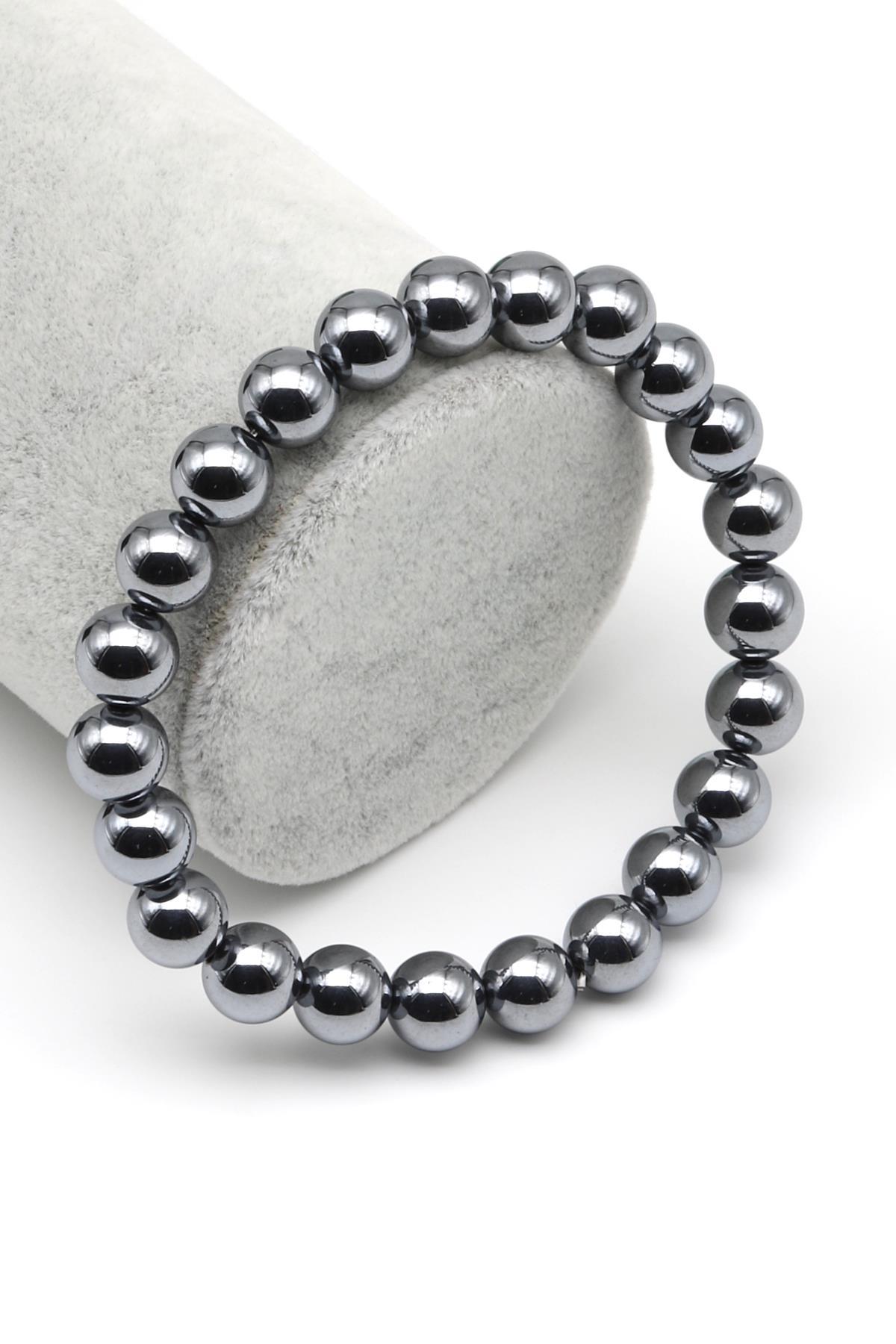 Terahertz Doğal Taş Bileklik 8 mm Küre Kesim