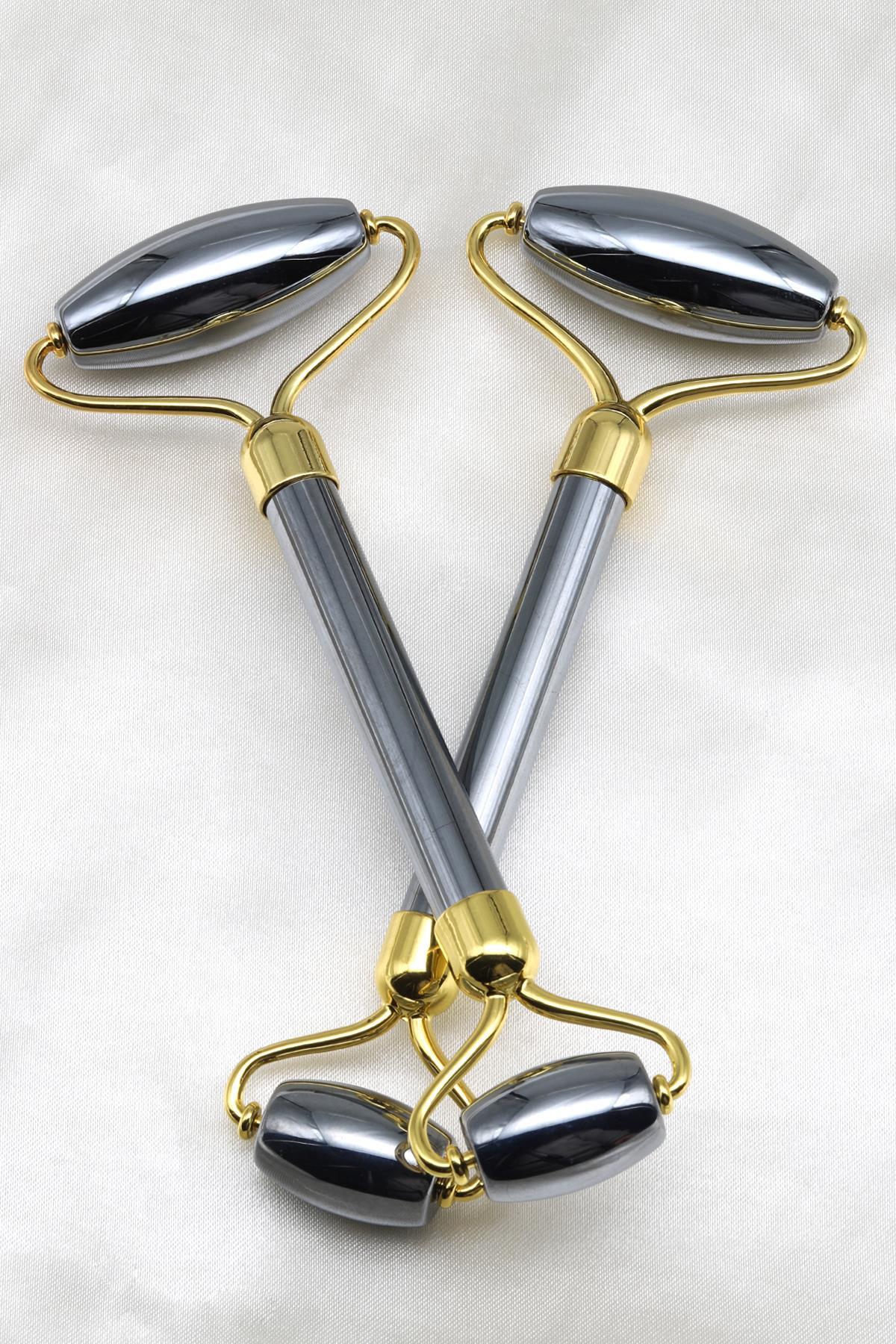 Terahertz Doğal Taş Masaj Taşı Gold Renkli - Face Roller