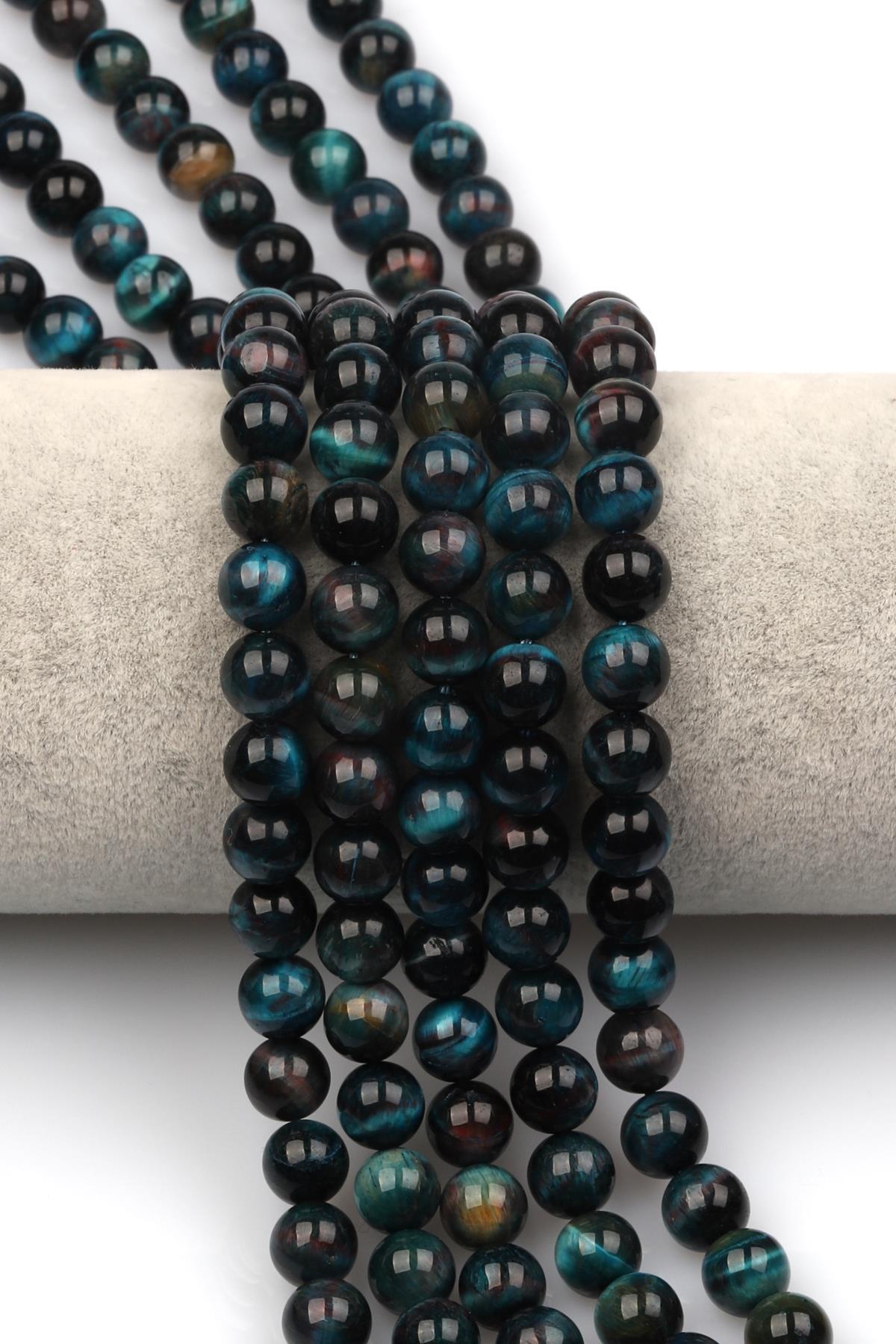 Turkuaz Kaplan Gözü Doğaltaş Dizi 8 mm Küre Kesim