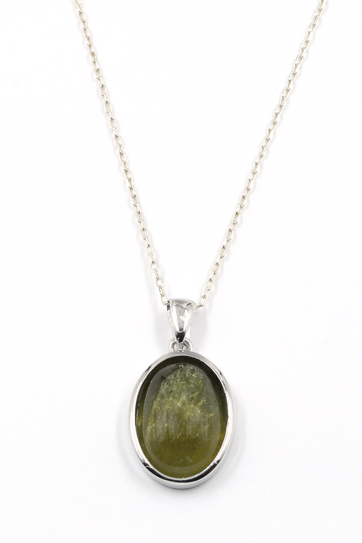 Turmalin Doğal Taş 925 Ayar Gümüş Kolye