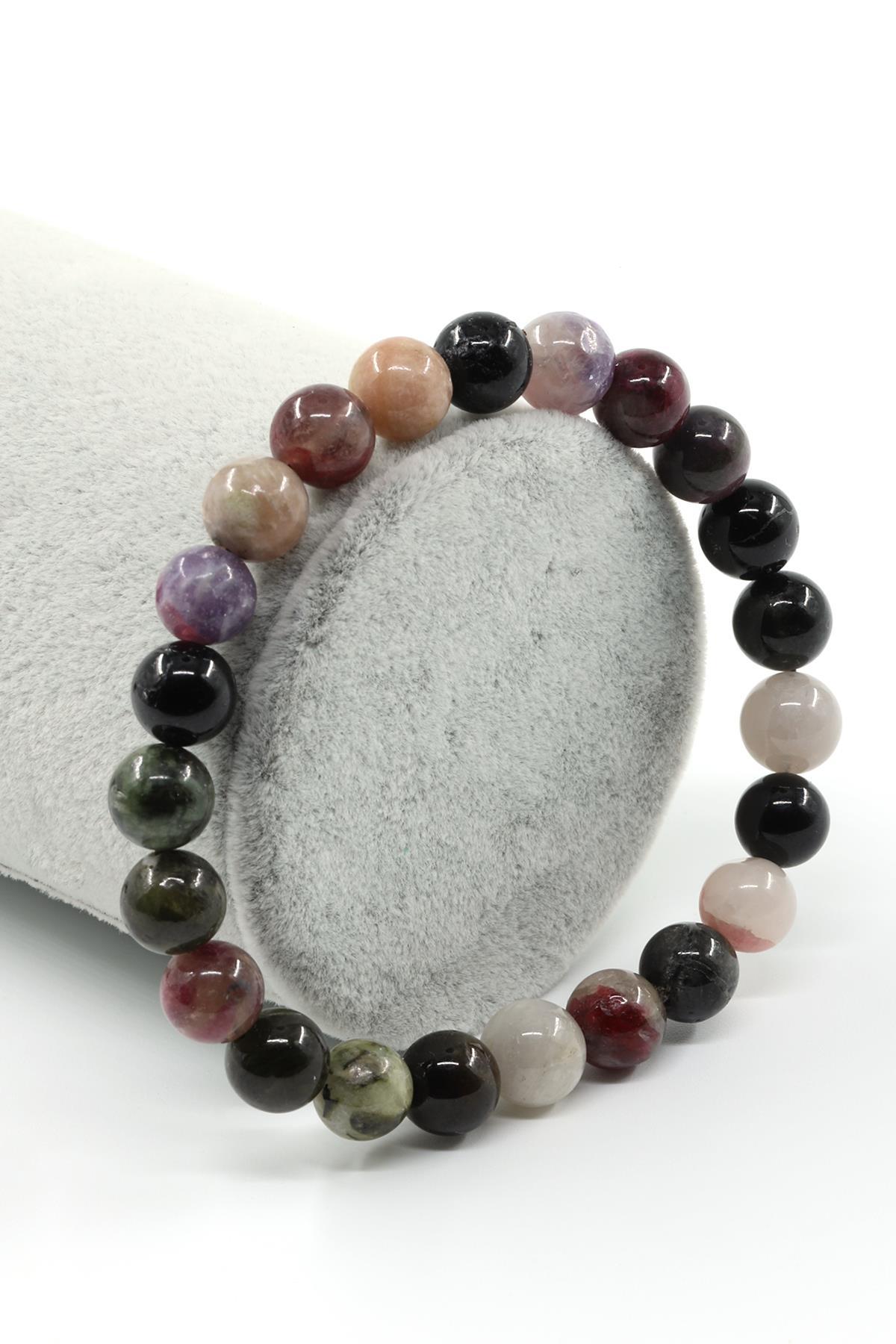 Turmalin Doğal Taş Bileklik 8 mm Küre Kesim