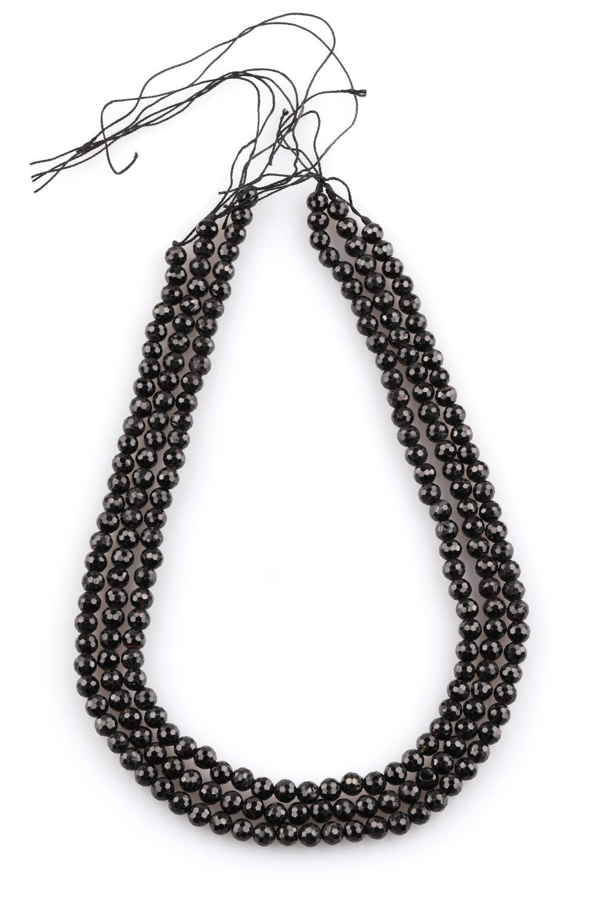 Turmalin Doğal Taş Dizi 6 mm Fasetli Küre Kesim