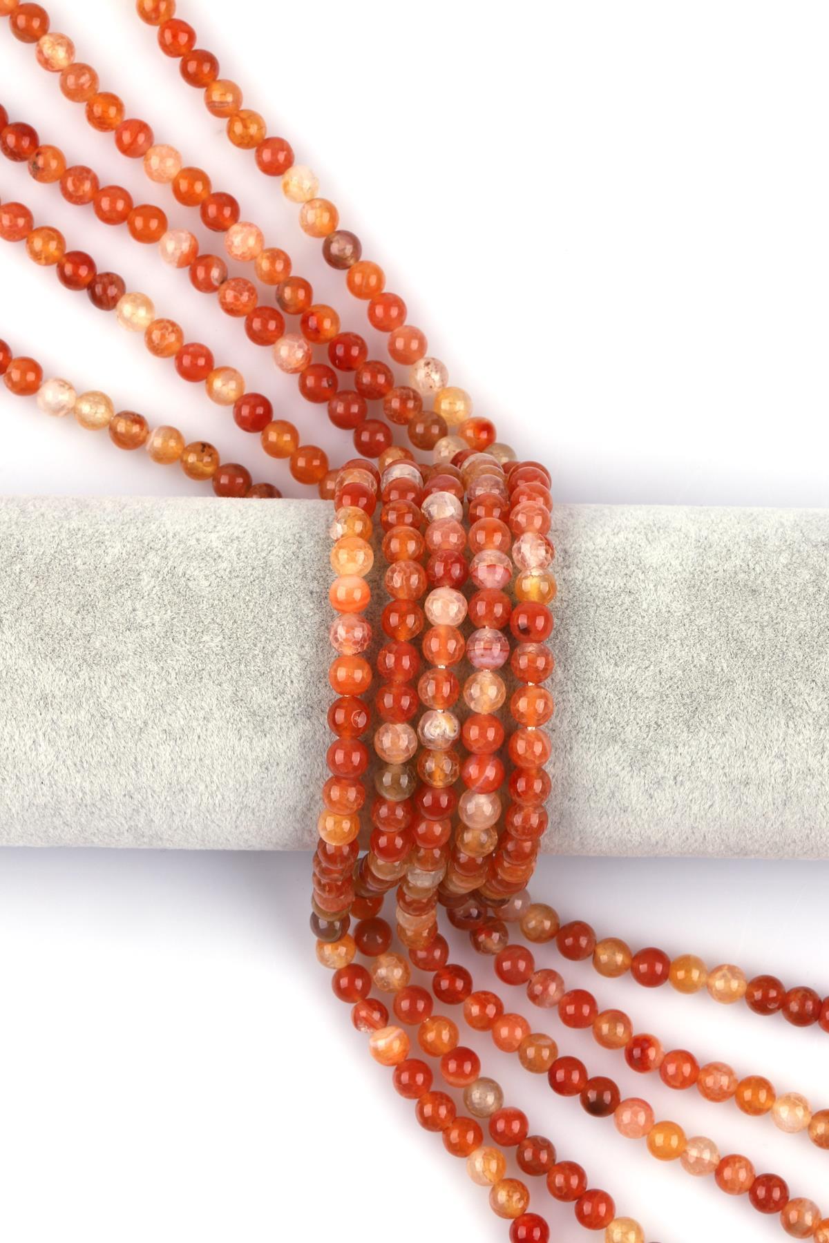 Turuncu Akik Doğal Taş Dizi 6 mm Küre Kesim