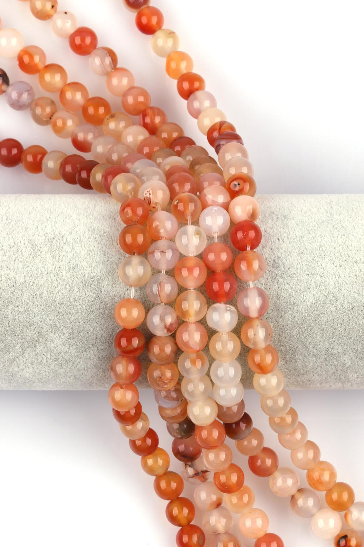 Turuncu Akik Doğal Taş Dizi 8 mm Küre Kesim