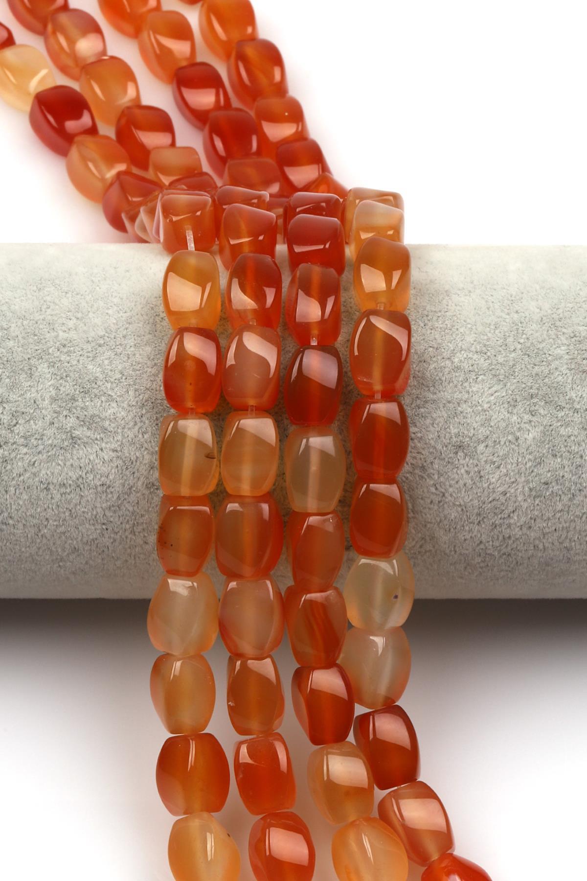 Turuncu Akik Doğaltaş Dizi 8 x 11 mm Burgu Kesim