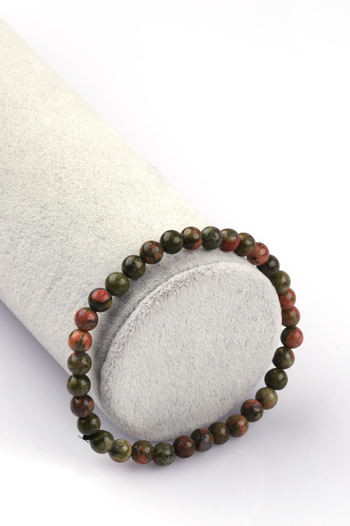 Unakit Doğal Taş Bileklik 6mm Küre Kesim