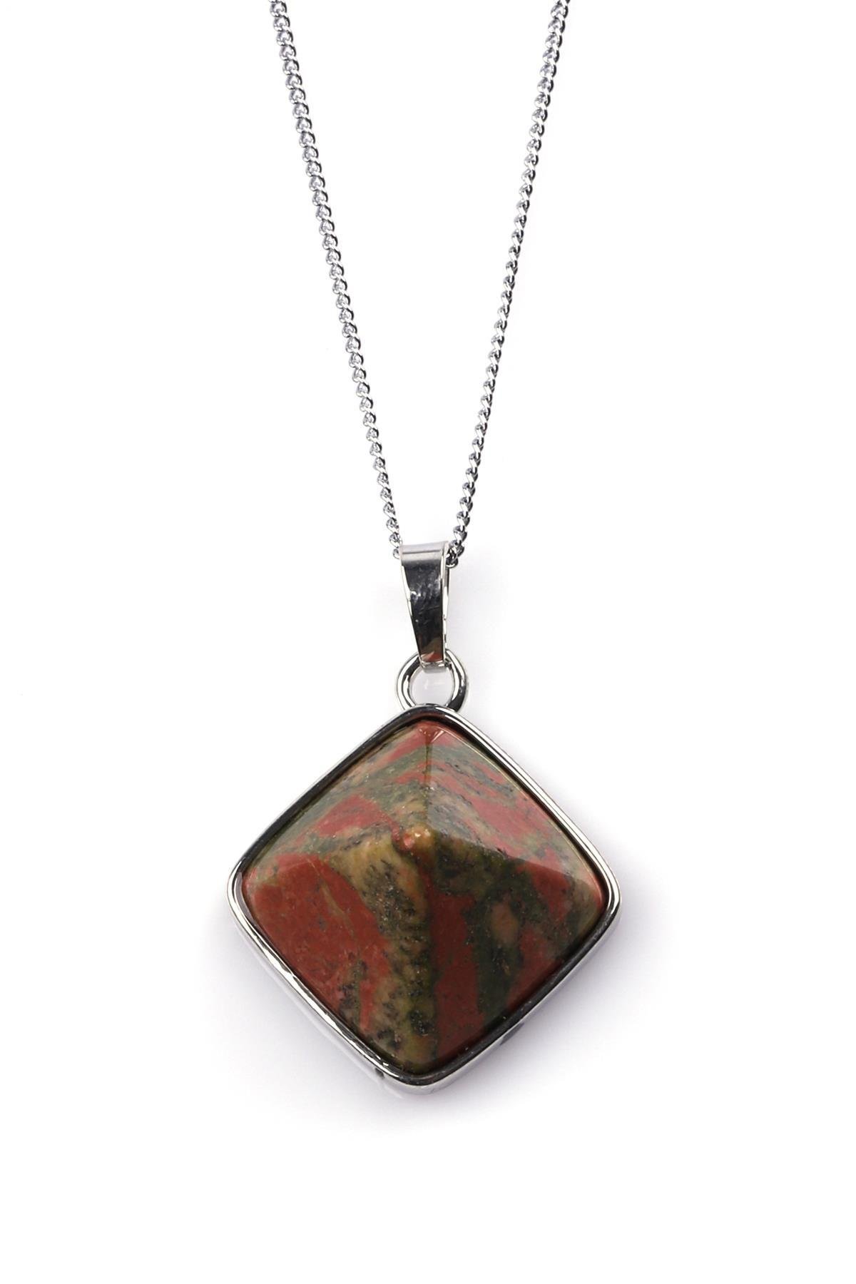 Unakit Doğal Taş Piramit Model Kolye