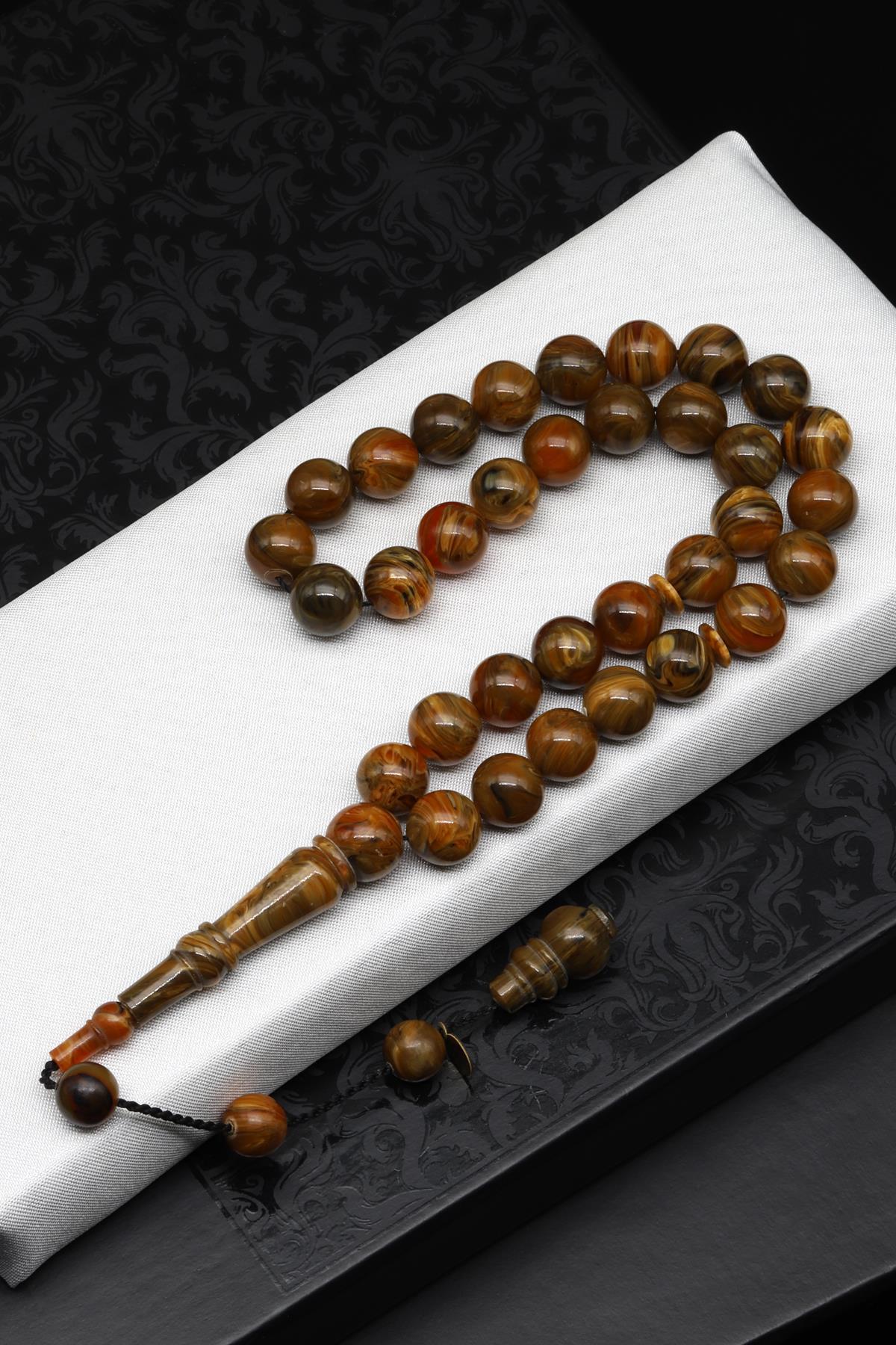 Usta İşçilikli Açık Kahve Sıkma Tesbih 10 mm Küre Kesim