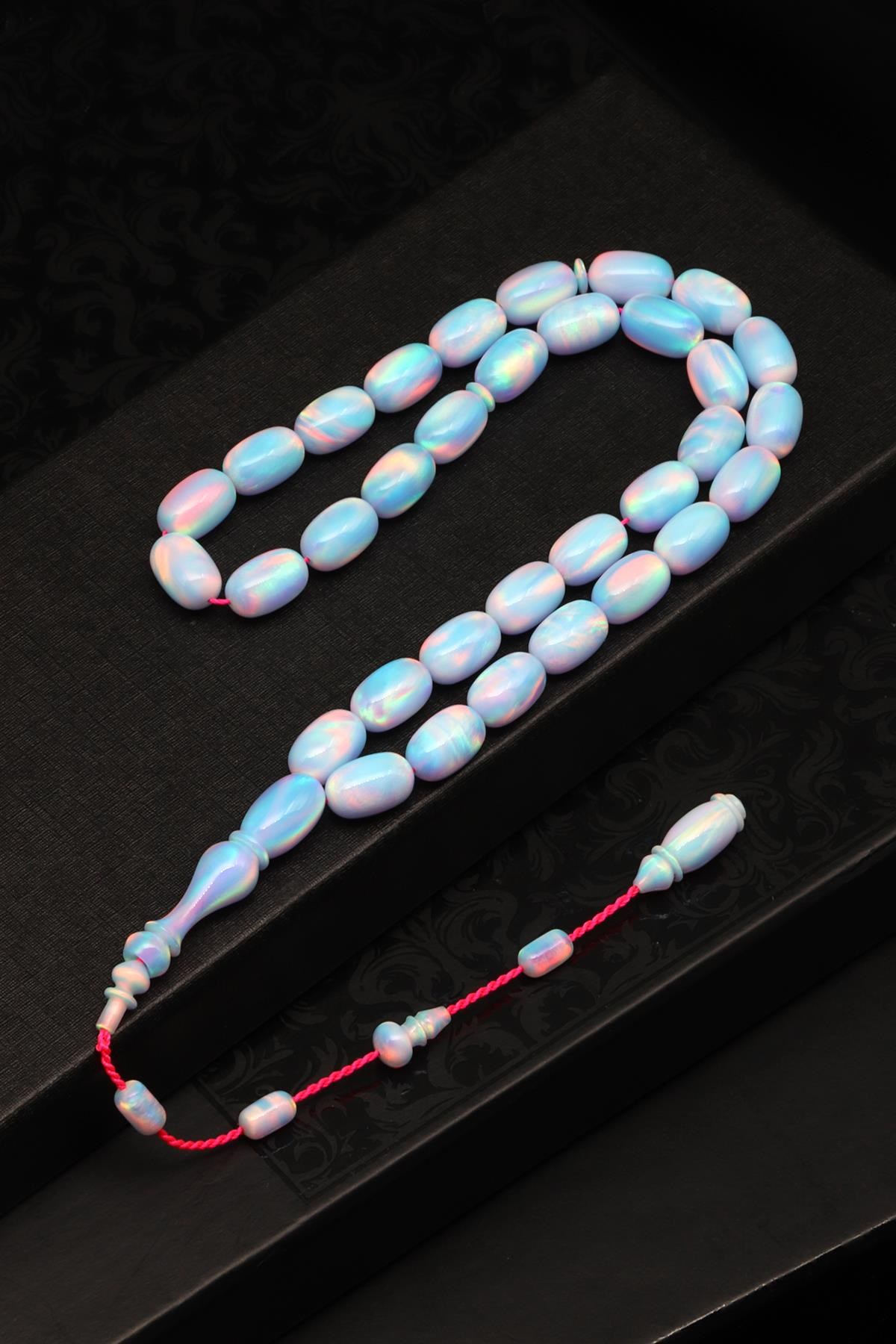 Usta İşçilikli Koleksiyonluk Opal Tesbih 7 x 11 mm Kapsül Kesim