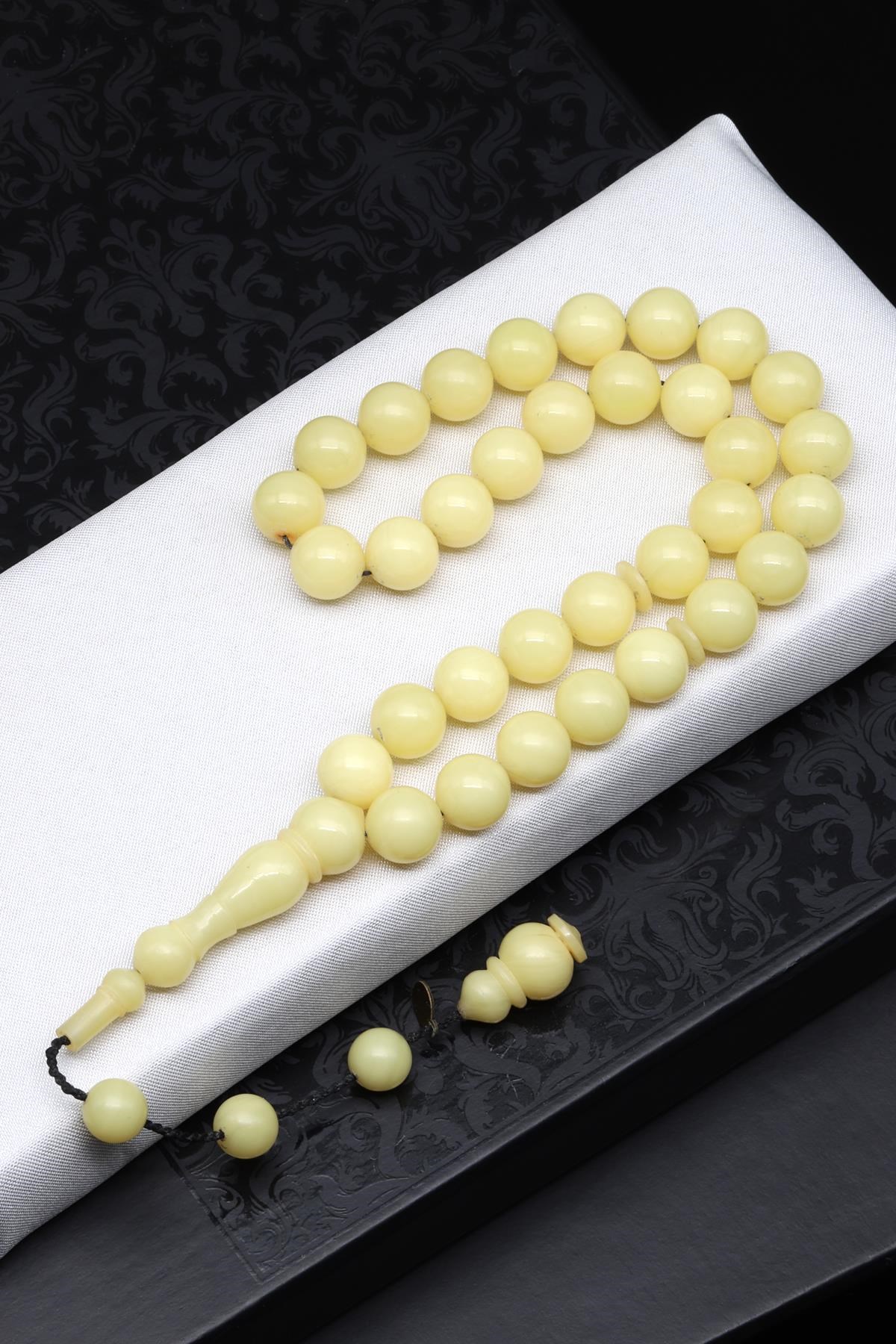 Usta İşçilikli Sarı Sıkma Tesbih 10 mm Küre Kesim