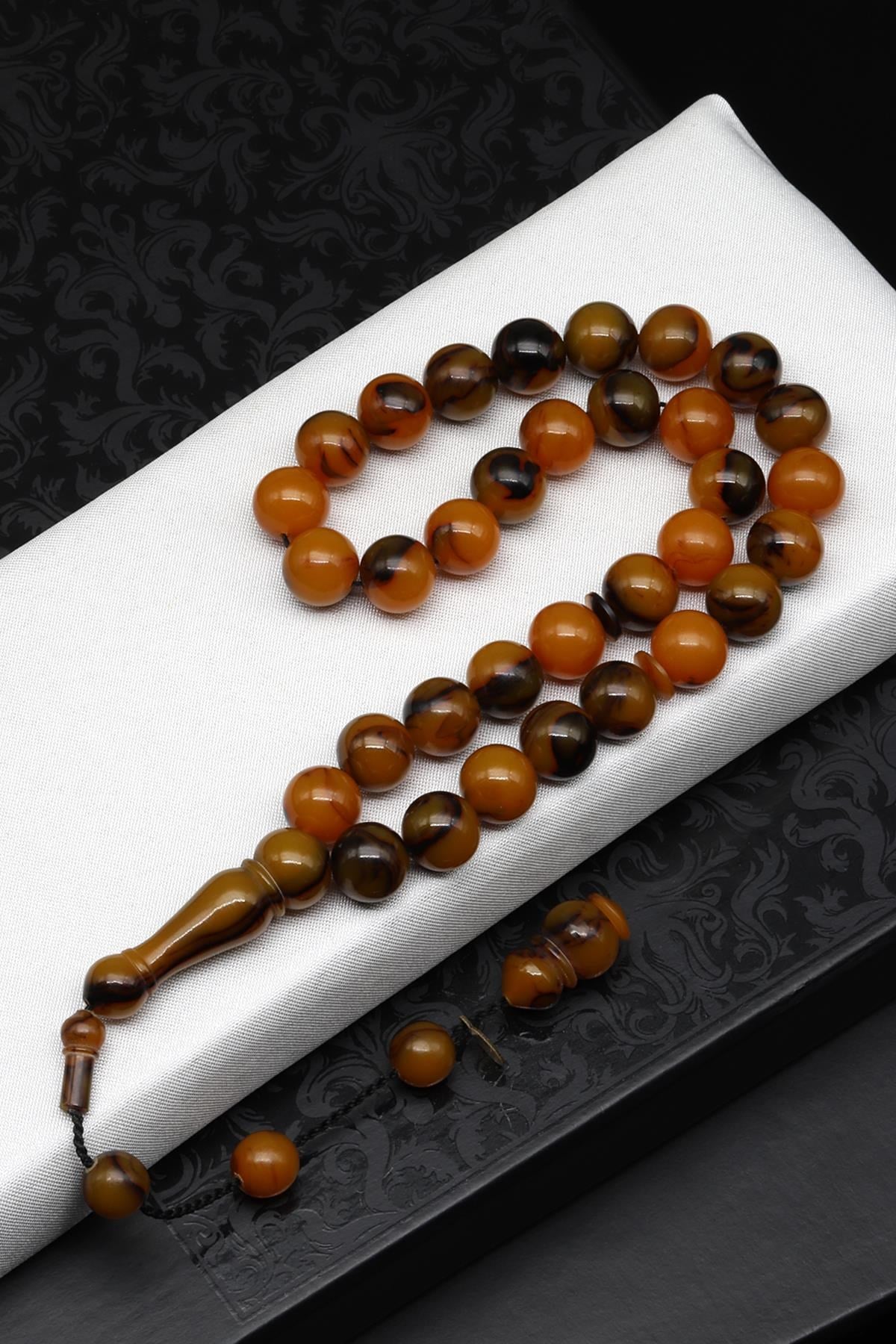 Usta İşçilikli Turuncu Sıkma Tesbih 10 mm Küre Kesim