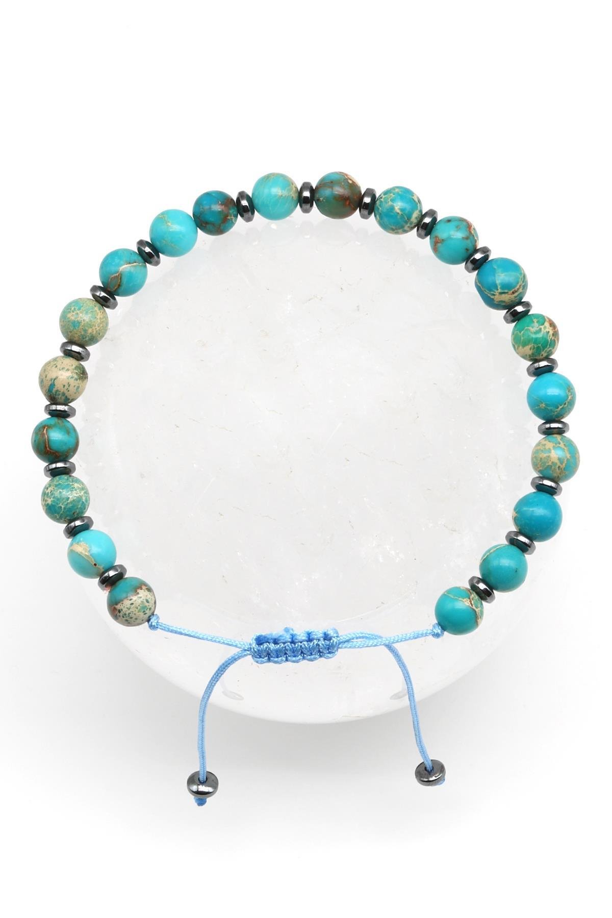 Varisit Doğal Taş Makrome Örme Bileklik Küre Kesim