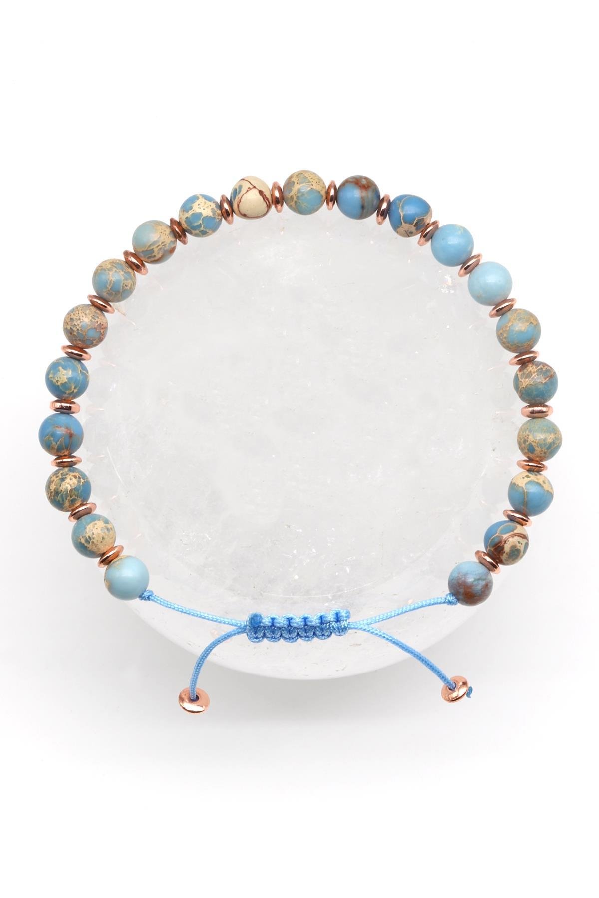 Varisit Doğal Taş Makrome Örme Bileklik Küre Kesim