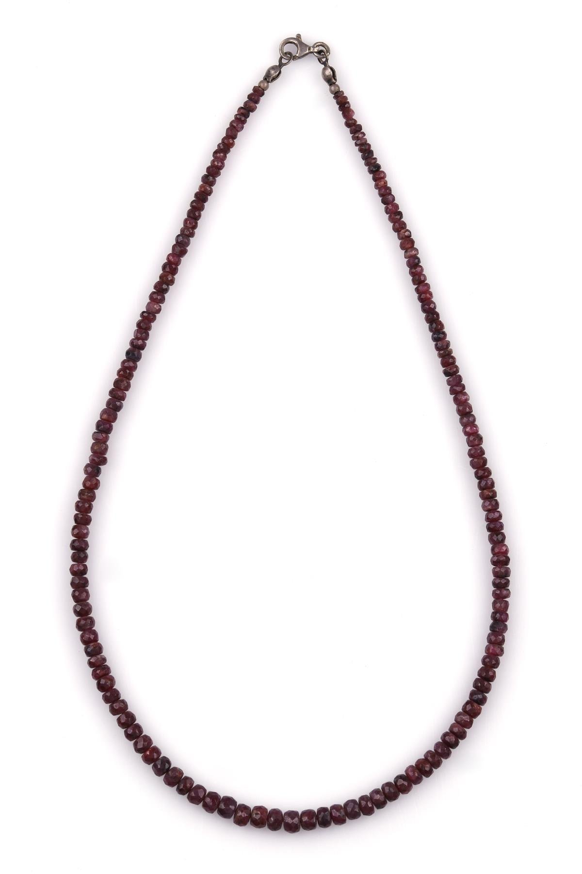 Yakut Doğal Taş Rondel Kesim Kolye