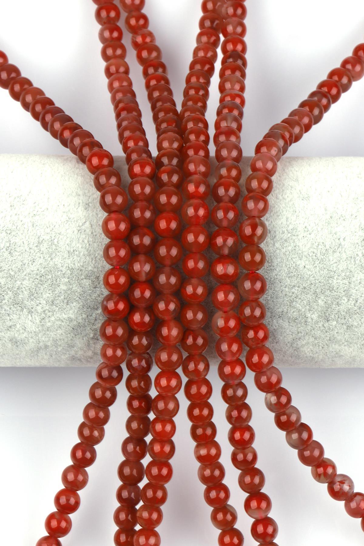 Yemen Akik Doğal Taş Dizi 6 mm Küre Kesim