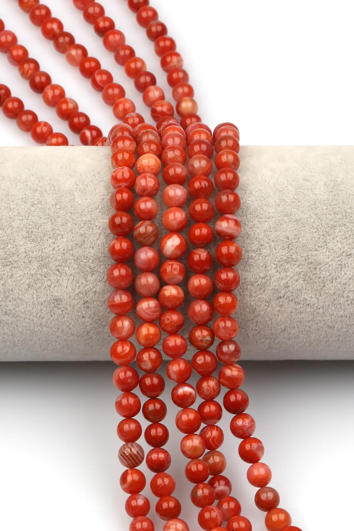 Yemen Akik Doğaltaş Dizi 6 mm Küre Kesim