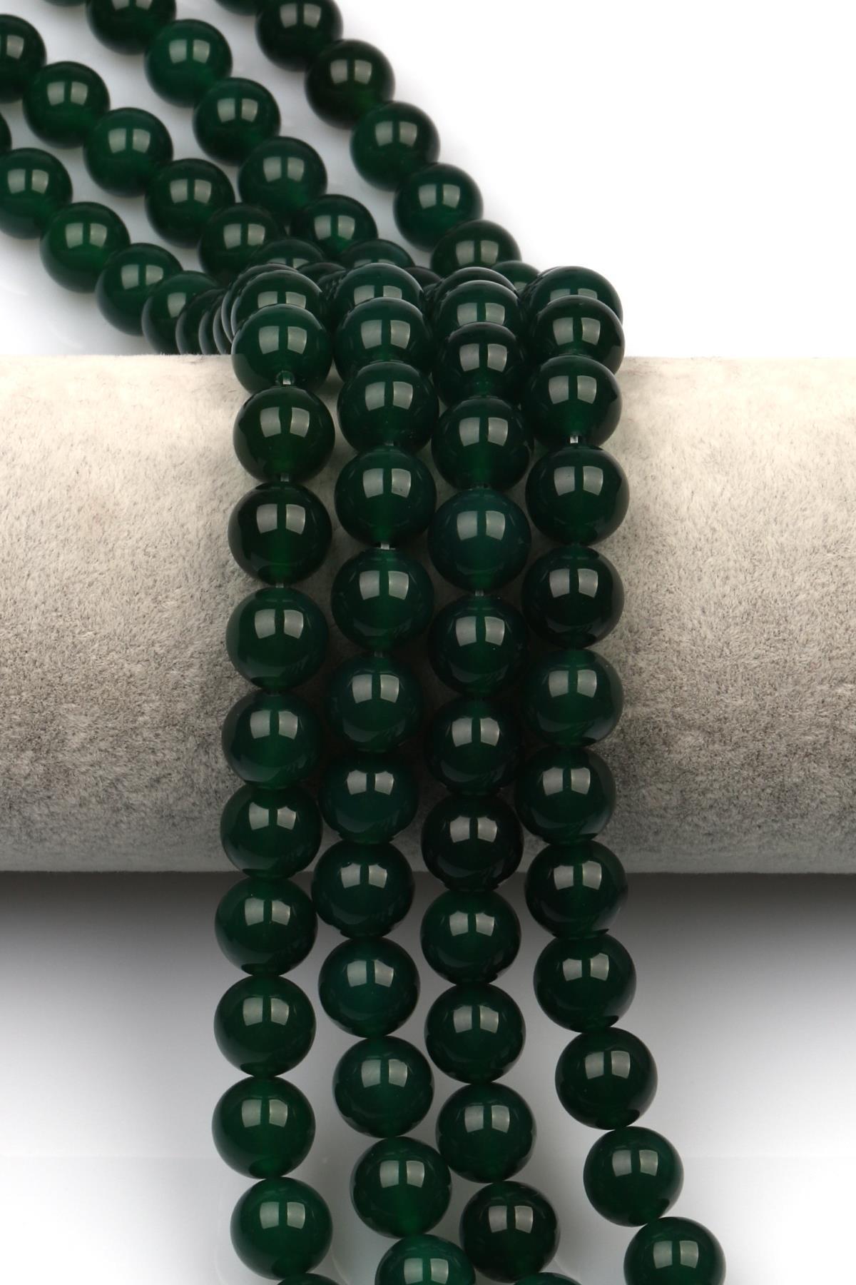 Yeşil Akik Doğal Taş Dizi 10 mm Küre Kesim