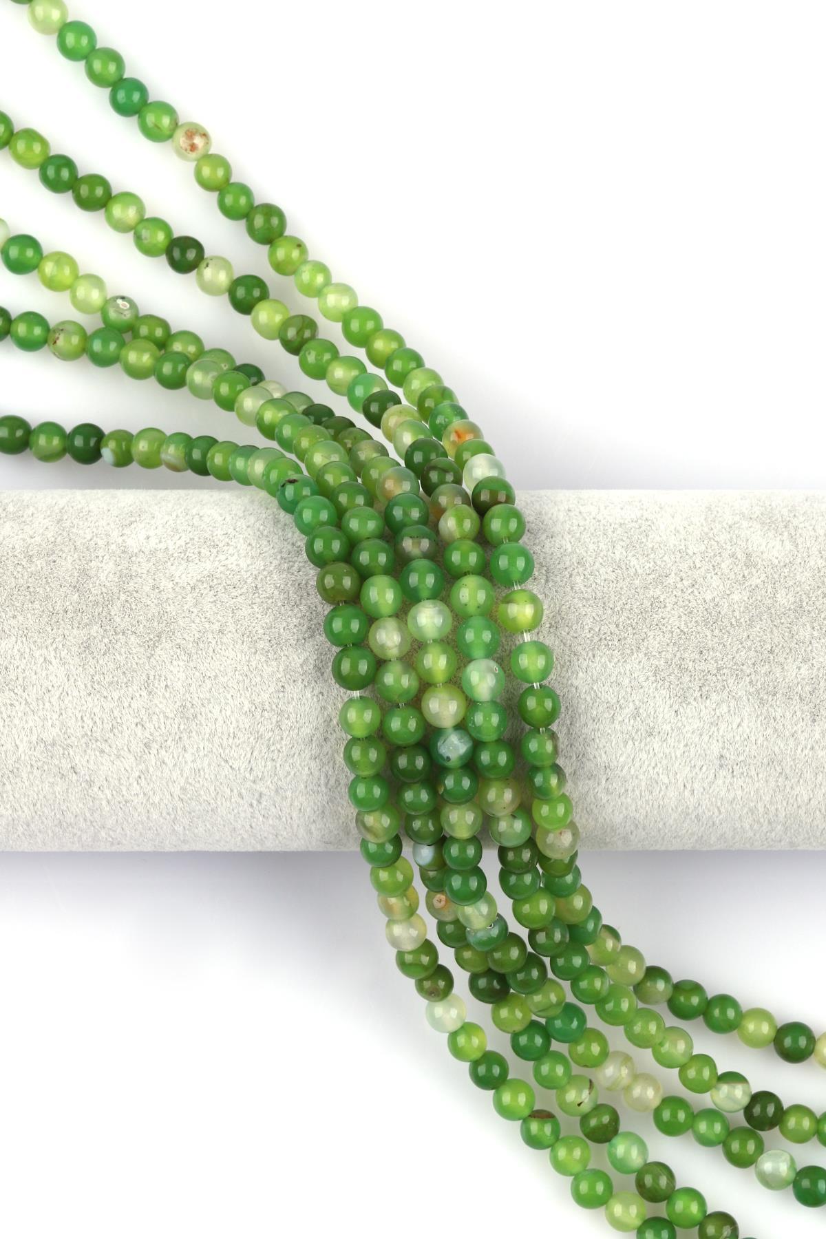 Yeşil Akik Doğal Taş Dizi 6 mm Küre Kesim