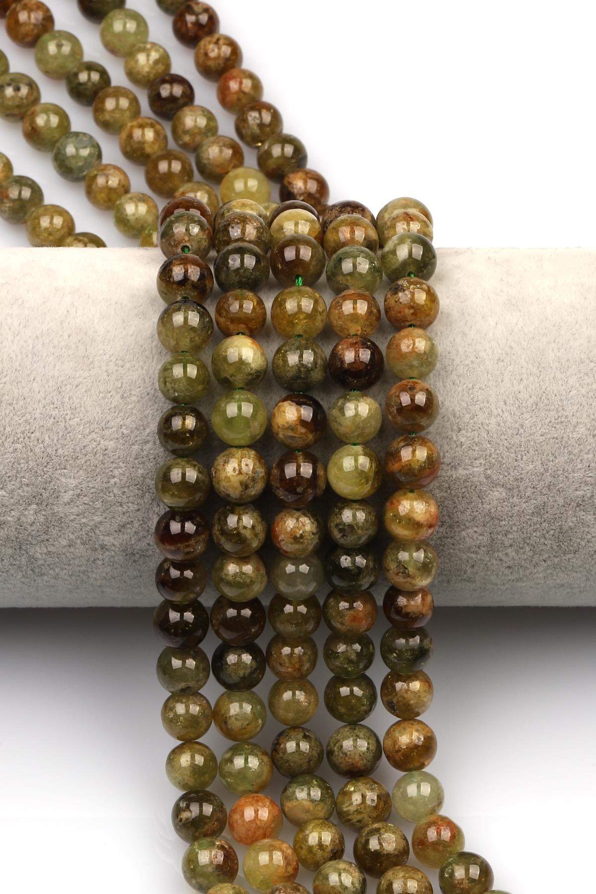 Yeşil Garnet (Tsaworit) Doğal Taş Dizi 8 mm Küre Kesim