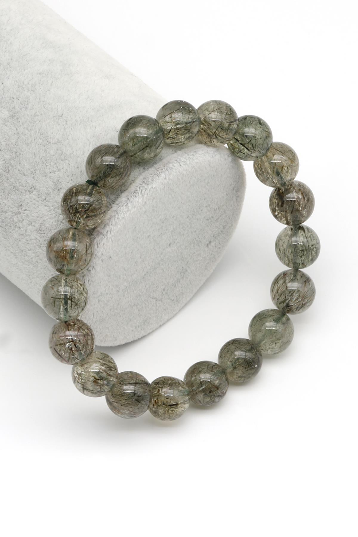 Yeşil Turmalin Doğal Taş Bileklik 10 mm Küre Kesim