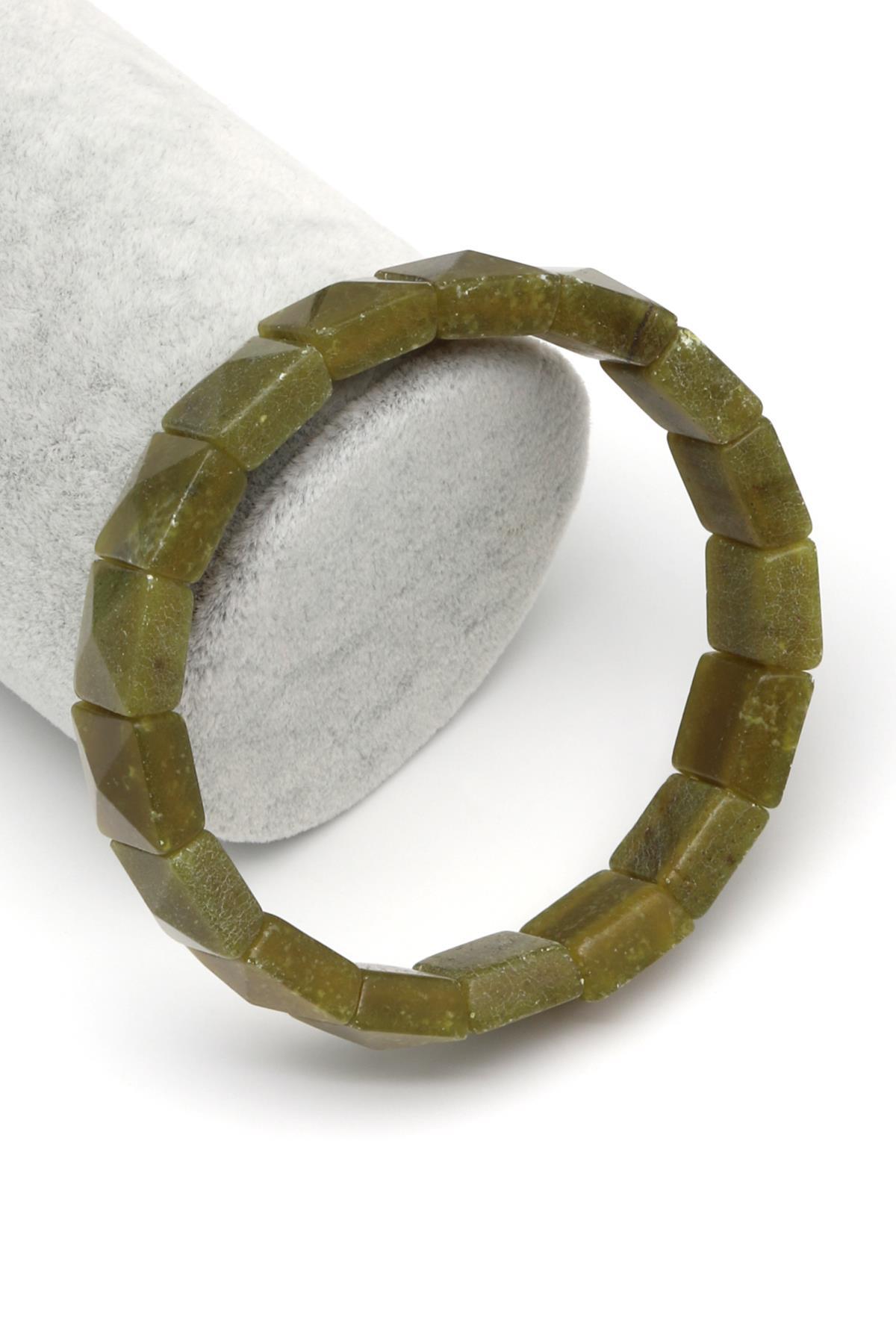 Yeşim Doğal Taş Bileklik 12 x 12 mm Özel Kesim