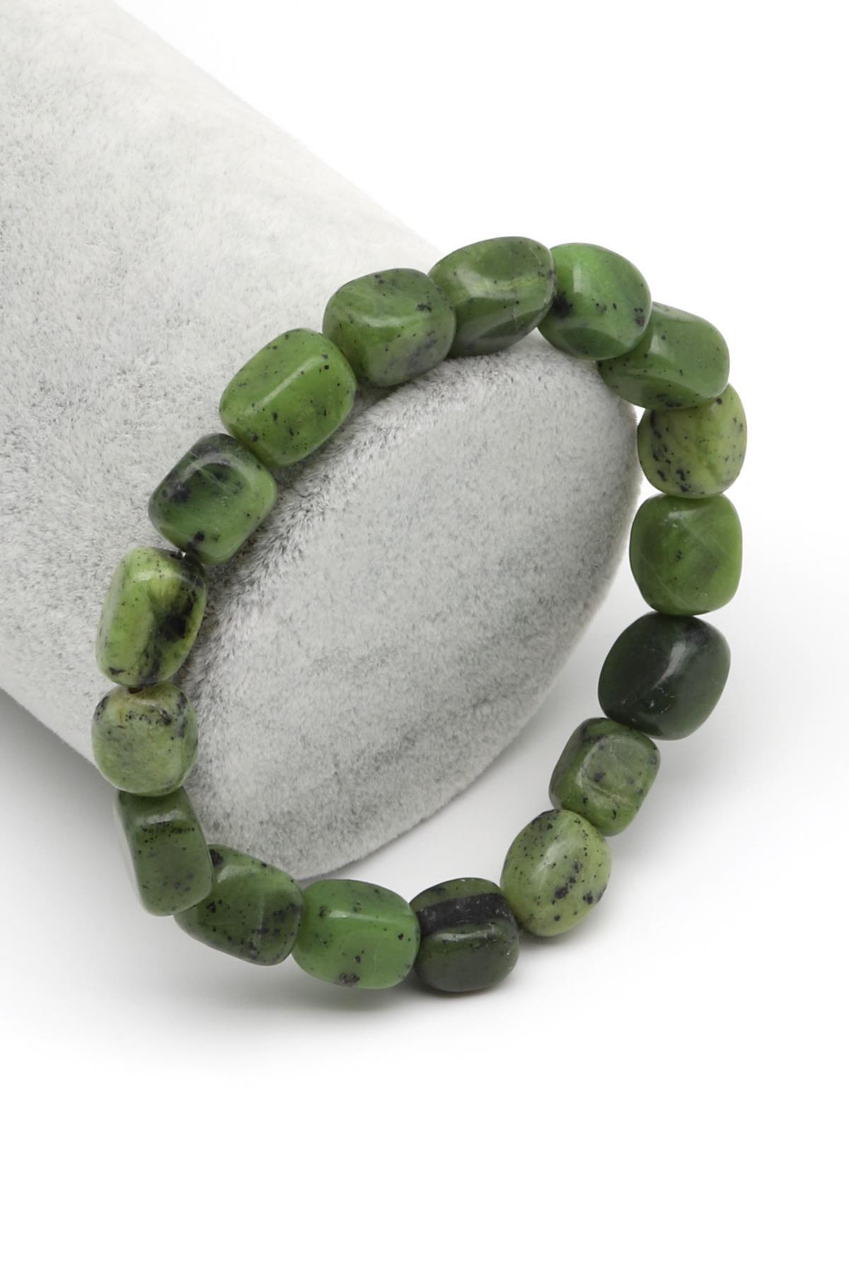 Yeşim Doğal Taş Bileklik 6 x 10 mm Özel Kesim