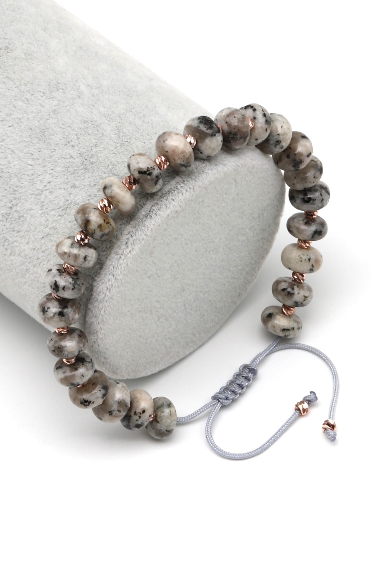 Yooperlite Doğal Taş Makrome Örme Bileklik Rondel Kesim - BMK-654