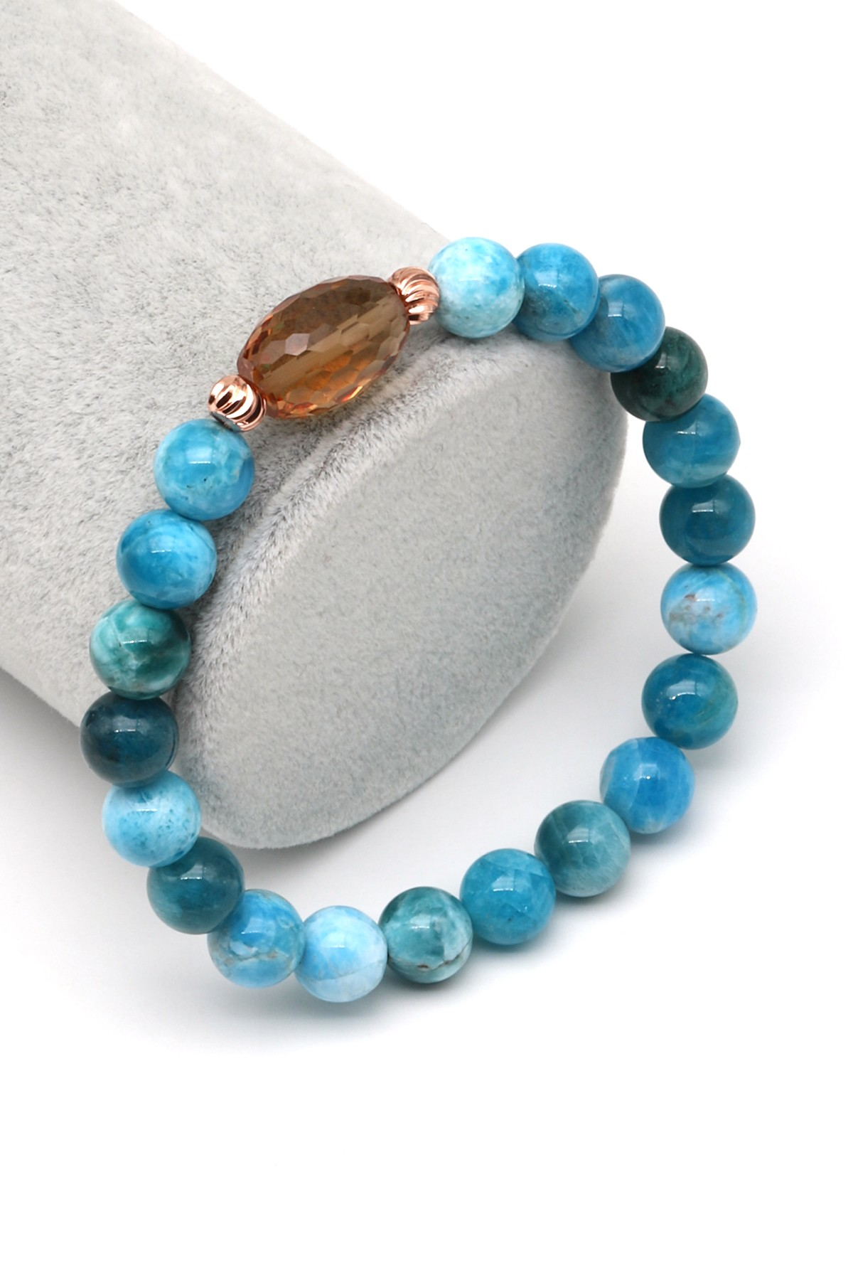 Zultanit-Apatit Doğal Taş Bileklik 8 mm Küre Kesim - BLK-2274