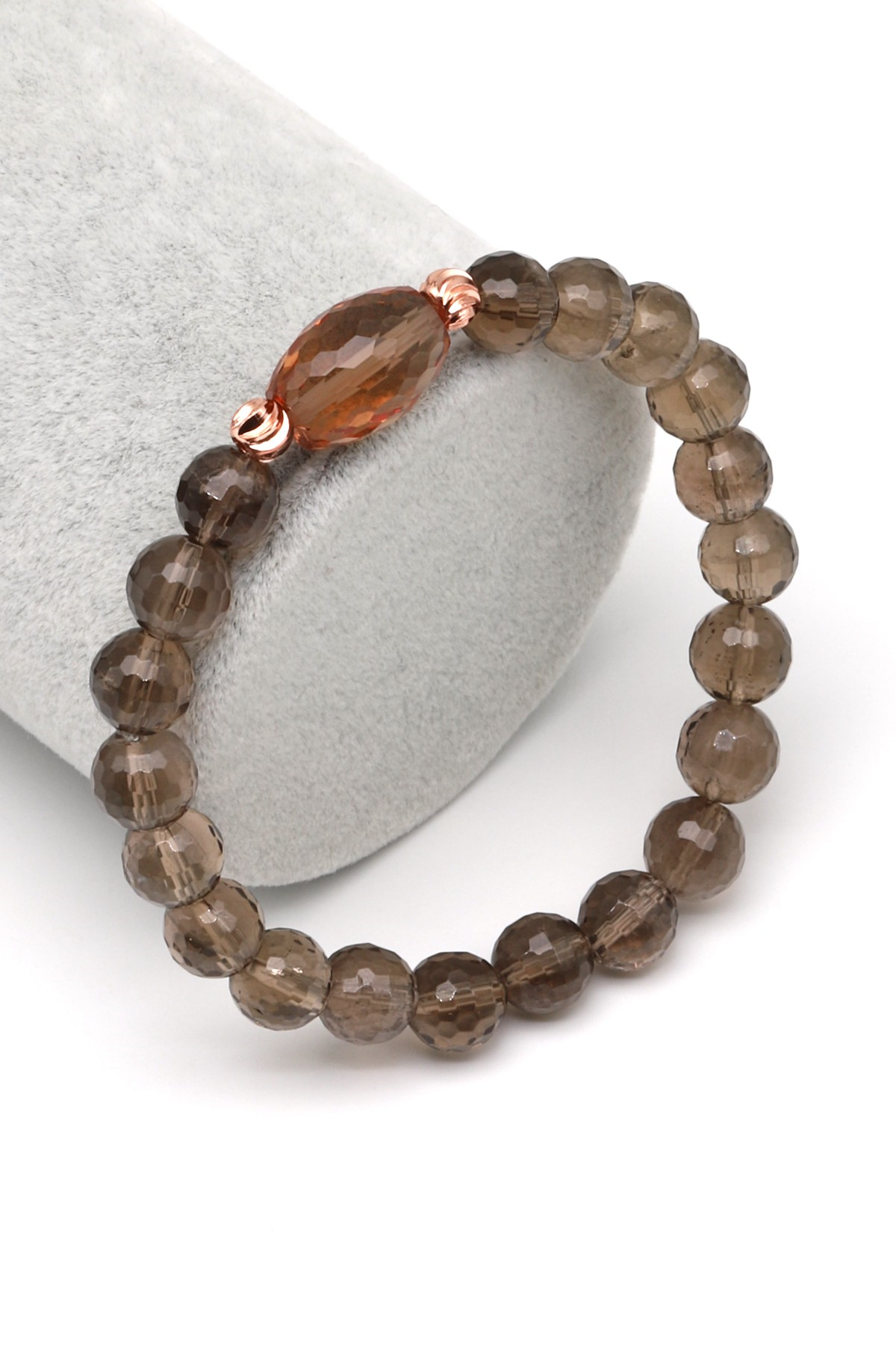 Zultanit-Dumanlı Kuvars Doğal Taş Bileklik 8 mm Fasetli Küre Kesim - BLK-2273