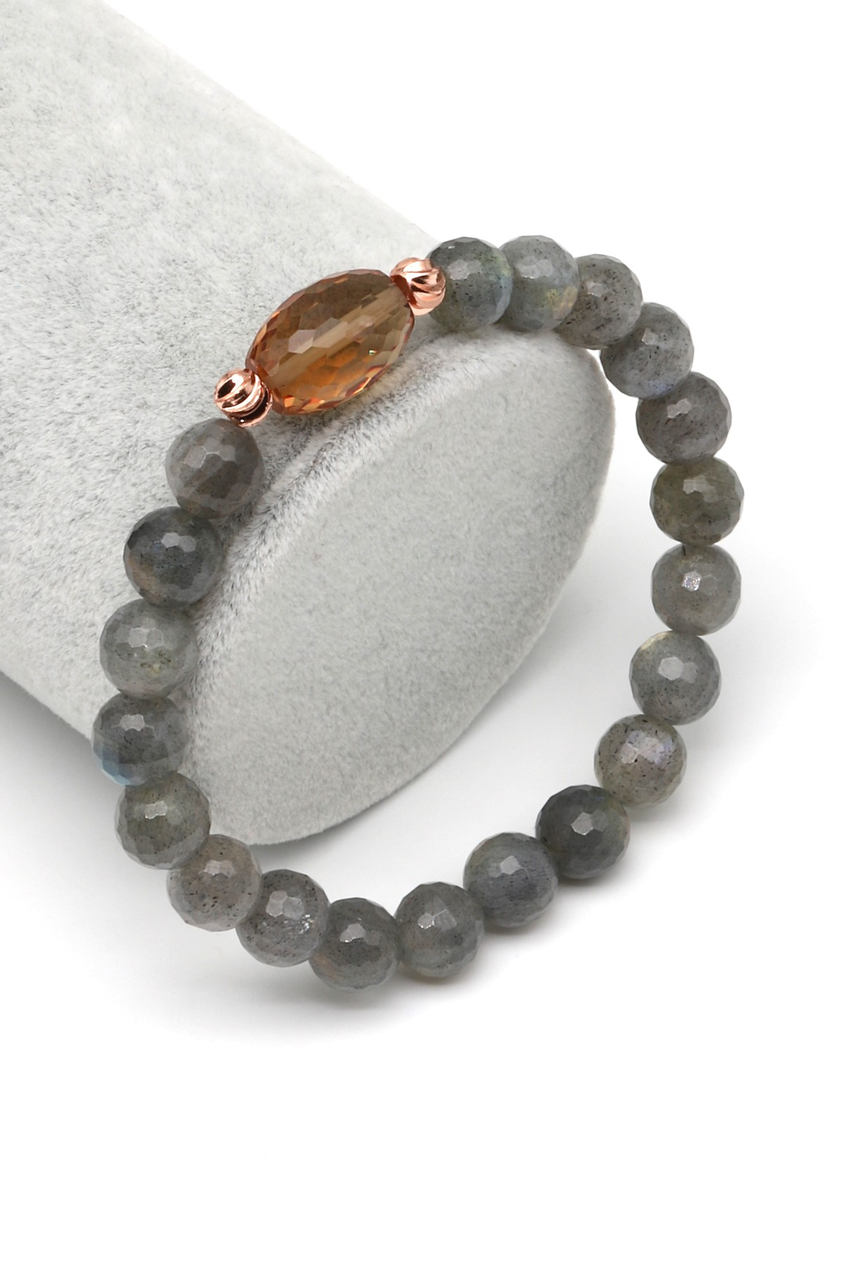 Zultanit-Labradorit Doğal Taş Bileklik 8 mm Fasetli Küre Kesim - BLK-2272