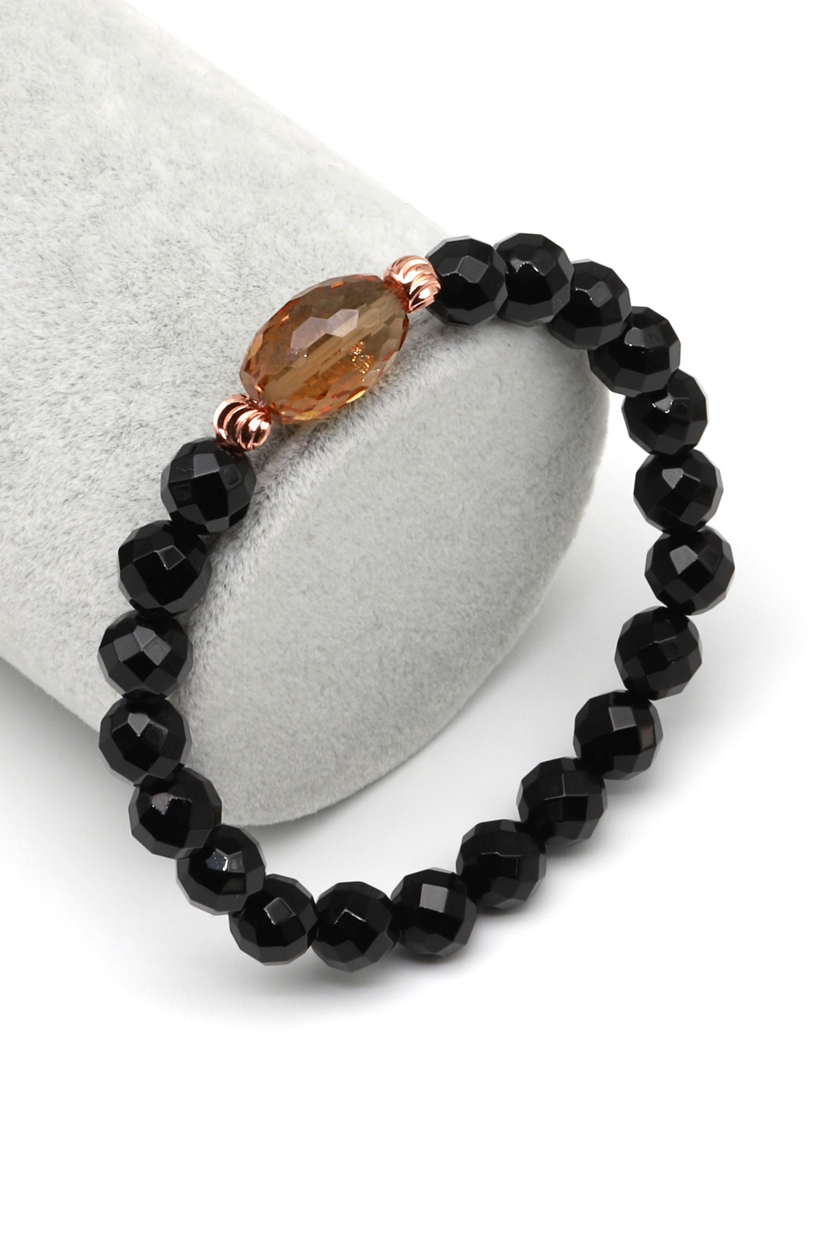 Zultanit-Oniks Doğal Taş Bileklik 8 mm Fasetli Küre Kesim - BLK-2269